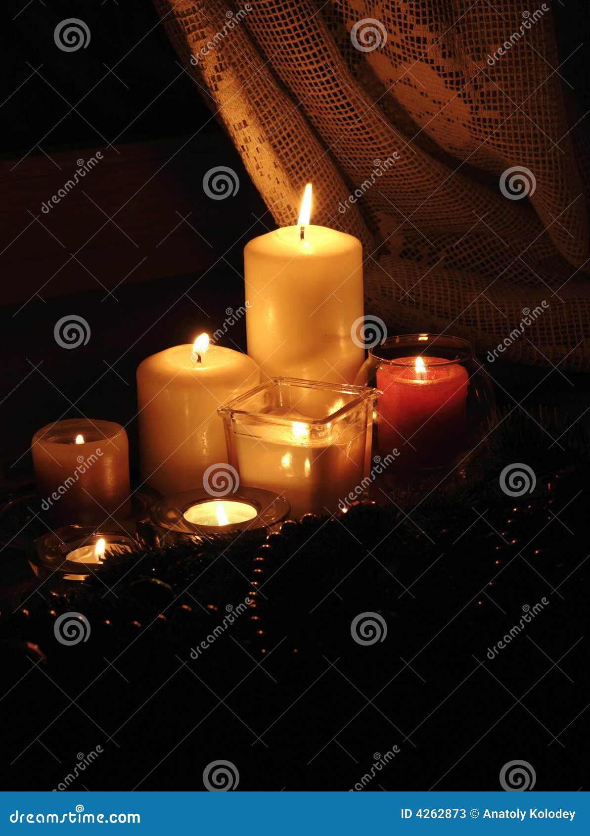 Christmas Candlelight stock image. Image of decorations 4262873