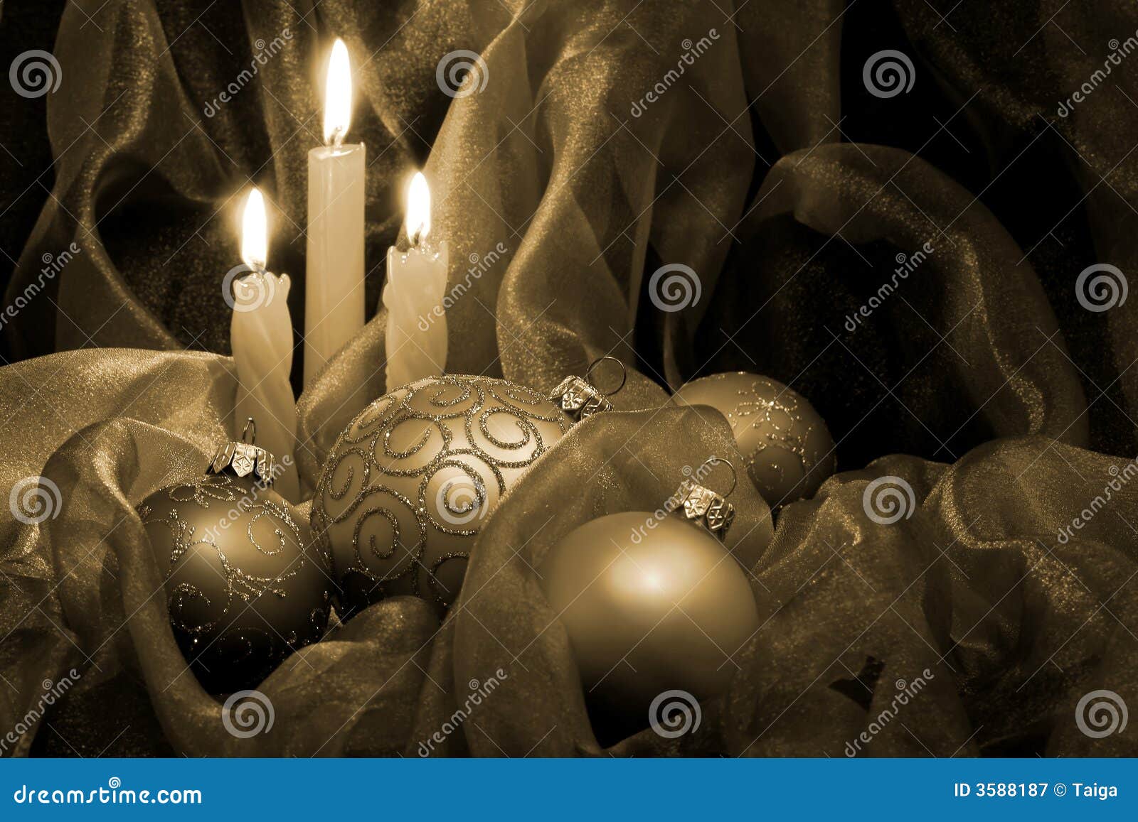 Christmas Candles & Baubles Stock Image Image of night, christmas