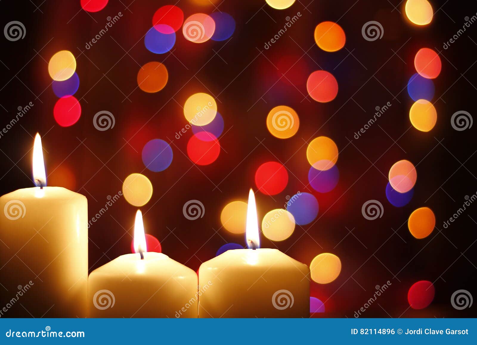 Christmas Candles, with Bokeh Spot Lights Stock Photo - Image of xmas ...