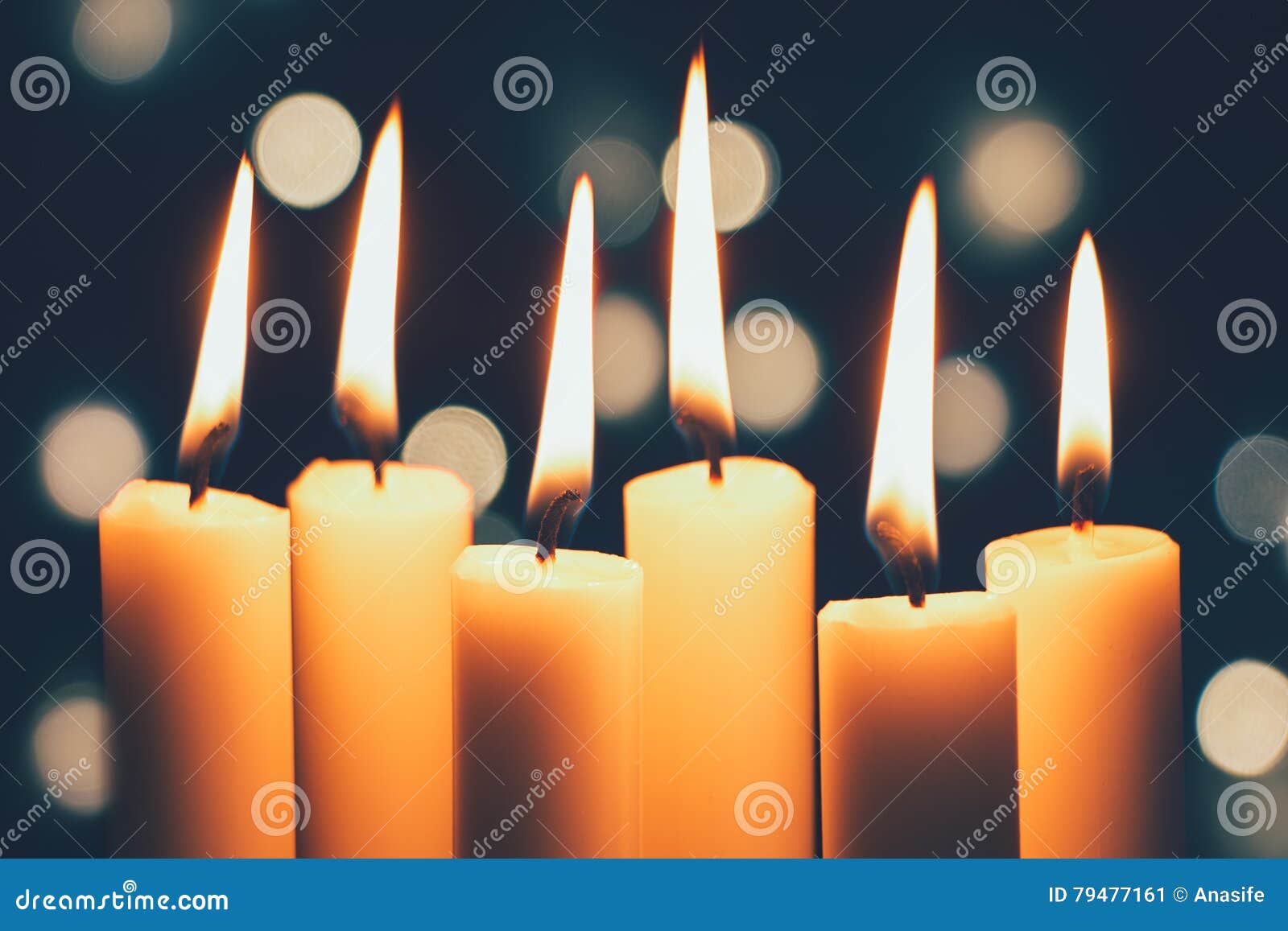 Christmas Candles Burning and Lights Stock Image Image of burning