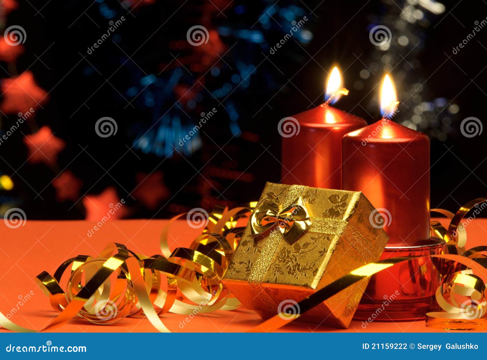 Christmas Candles and Gift Boxes Stock Photo Image of birthday, glow