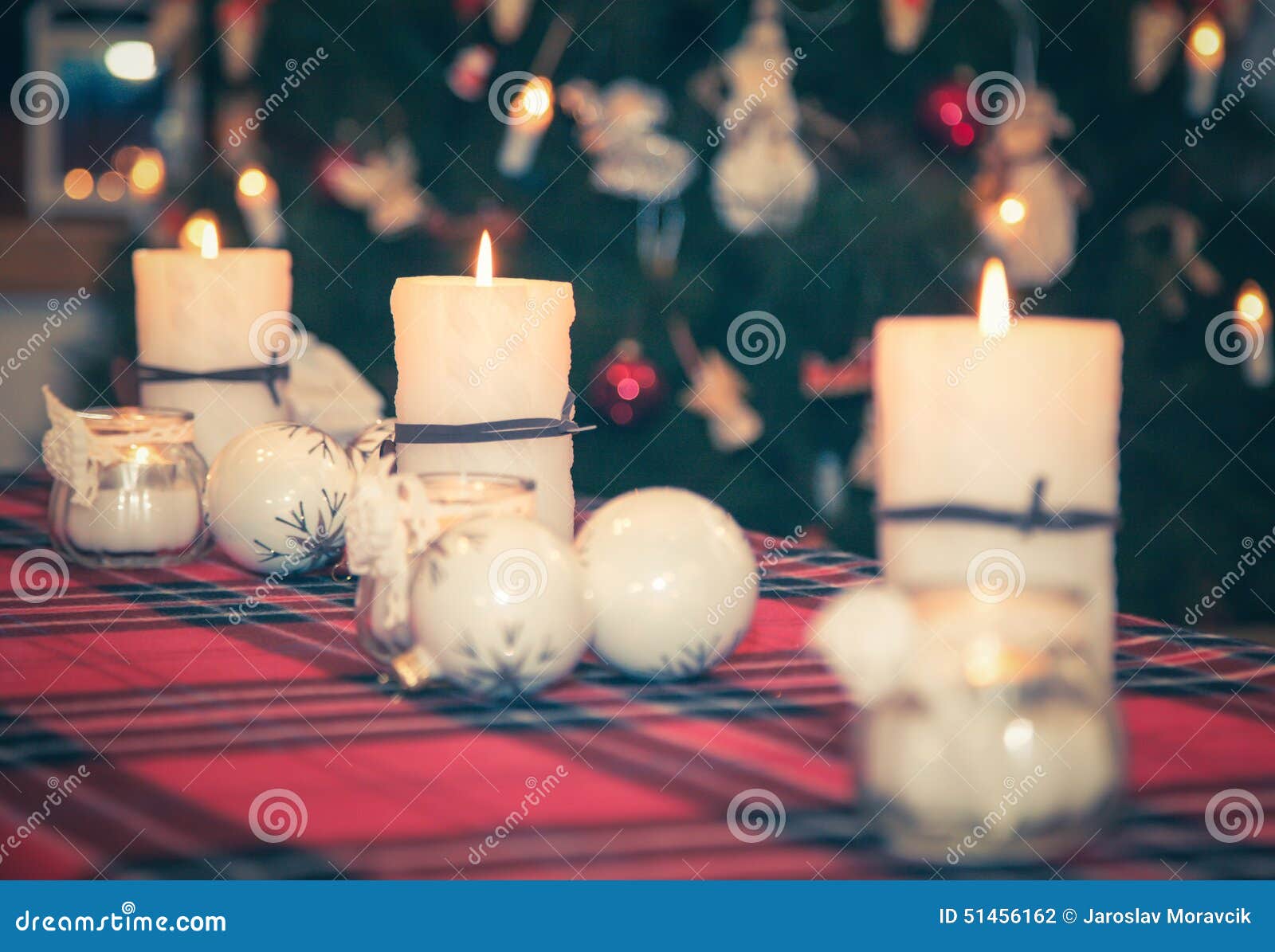 Christmas candles stock photo. Image of candle, tableware 51456162