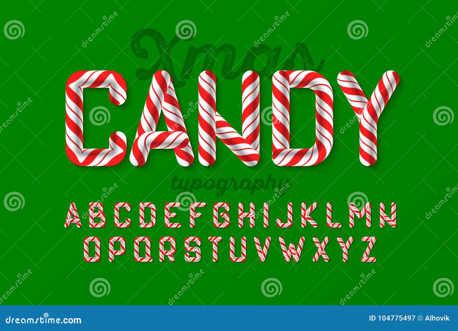 Christmas candy cane font stock vector. Illustration of lollipop
