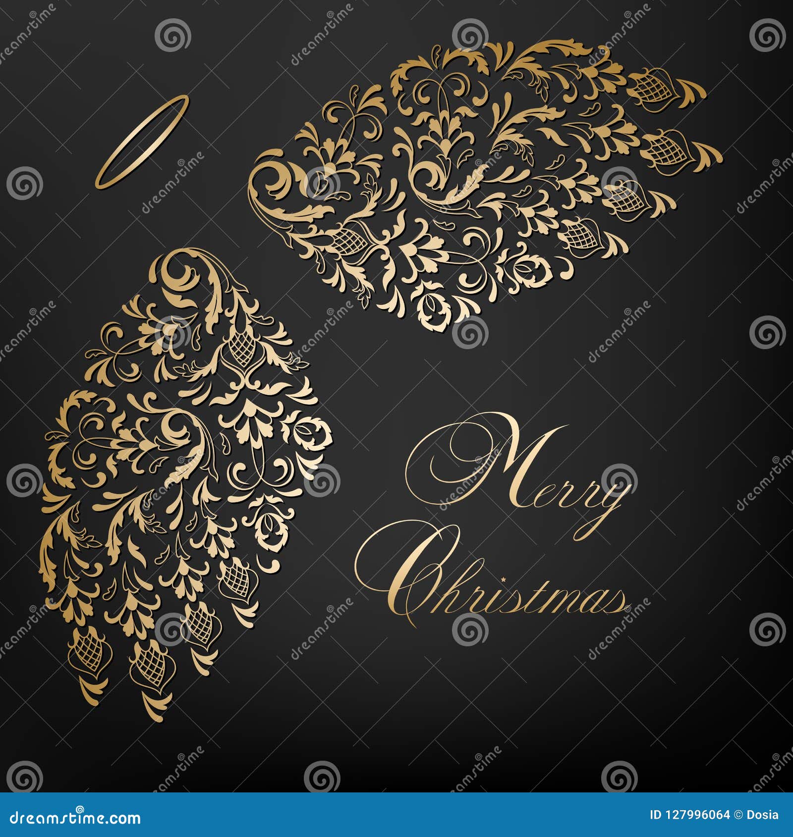 Christmas Card with Angel Wings Stock Vector - Illustration of born ...