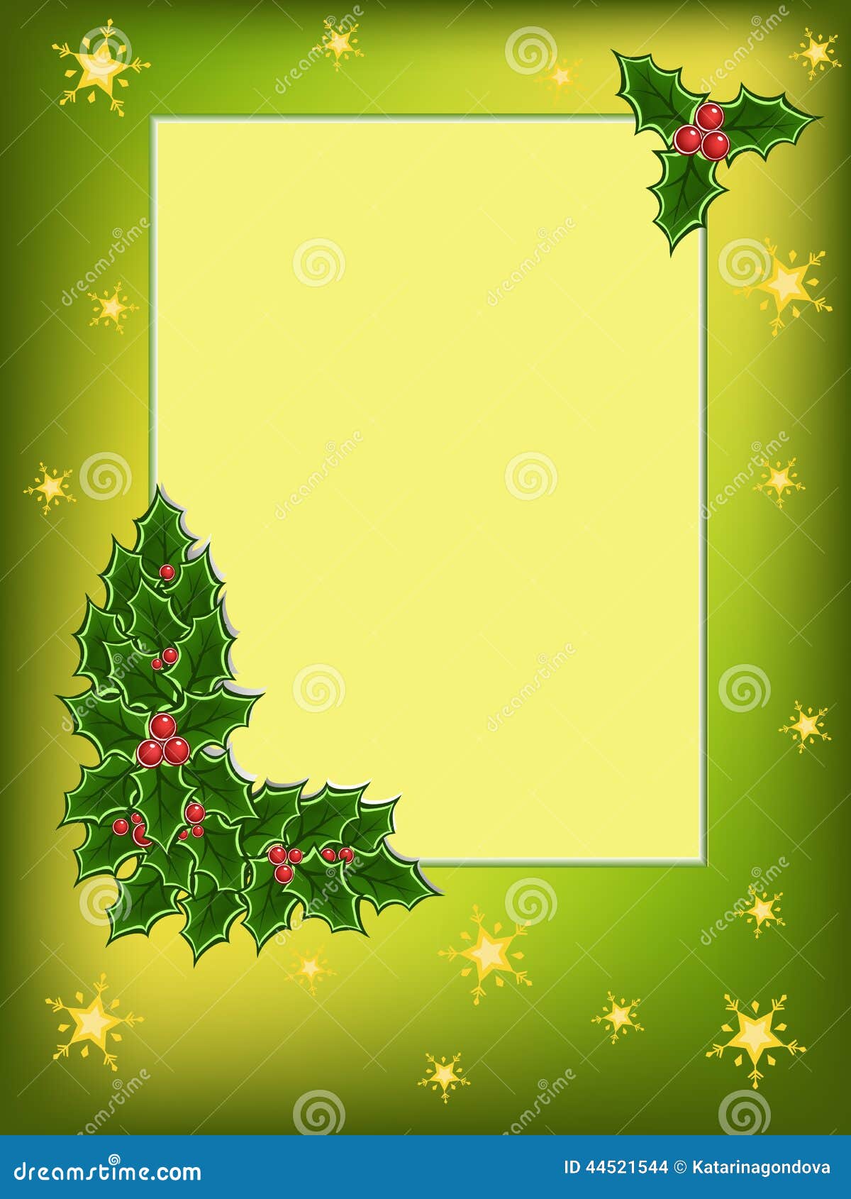Christmas Card Background with Holly Stock Vector - Illustration ...