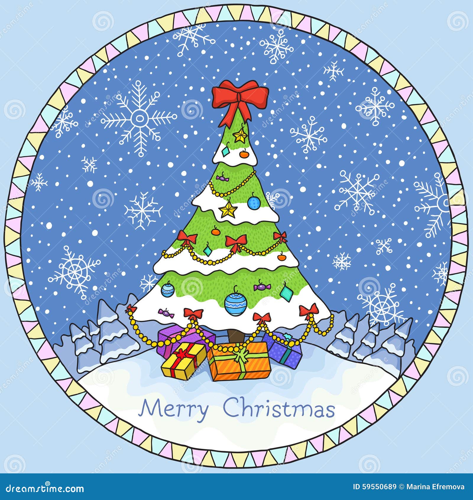 Christmas Card. Christmas Tree Stock Vector - Illustration of garland ...