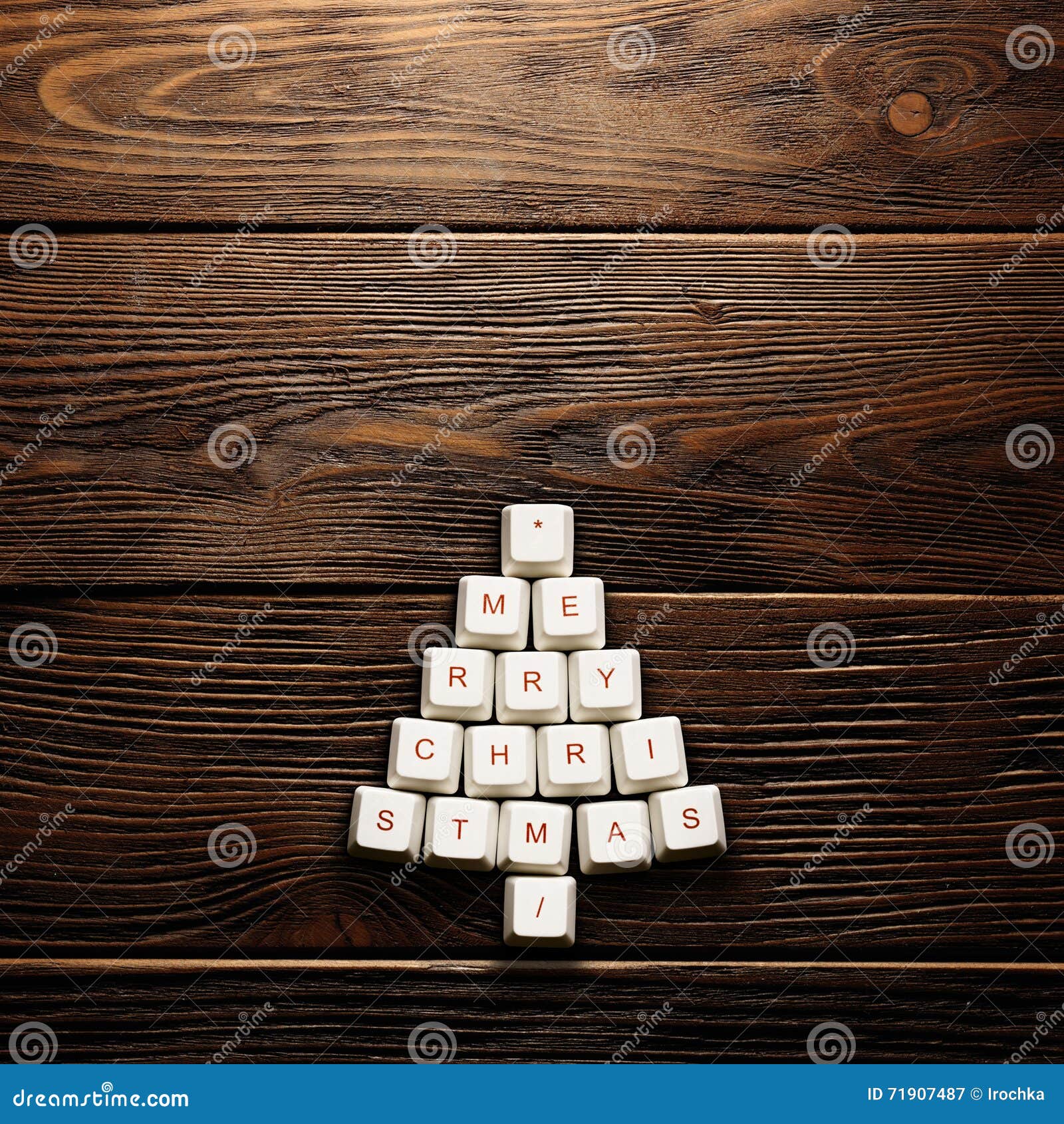 Christmas Card Christmas Tree Made of Computer Keys Stock Image