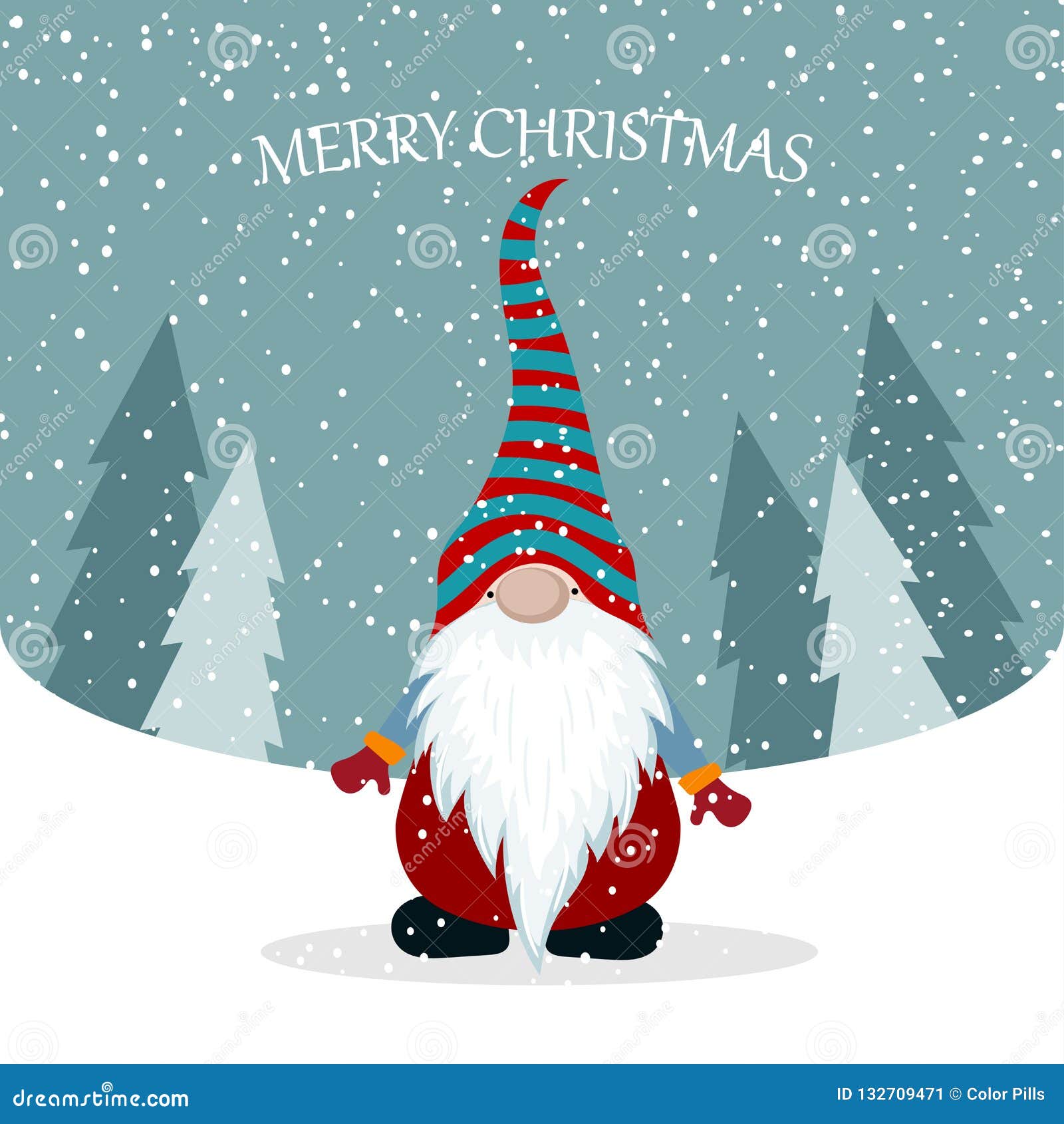 Download Christmas Card With Cute Gnome Stock Vector - Illustration ...