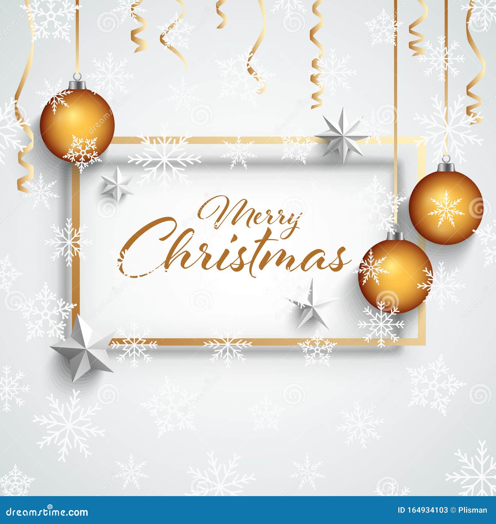 Christmas Card with Frame Snowflakes and Spheres Template Stock Vector ...