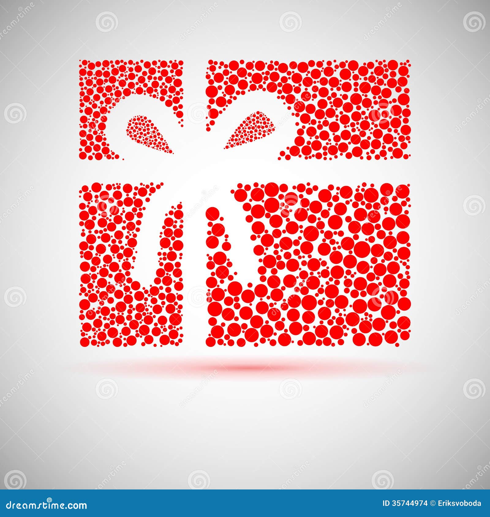 Christmas Card. Gift Box With Ribbon. Stock Photo - Image 
