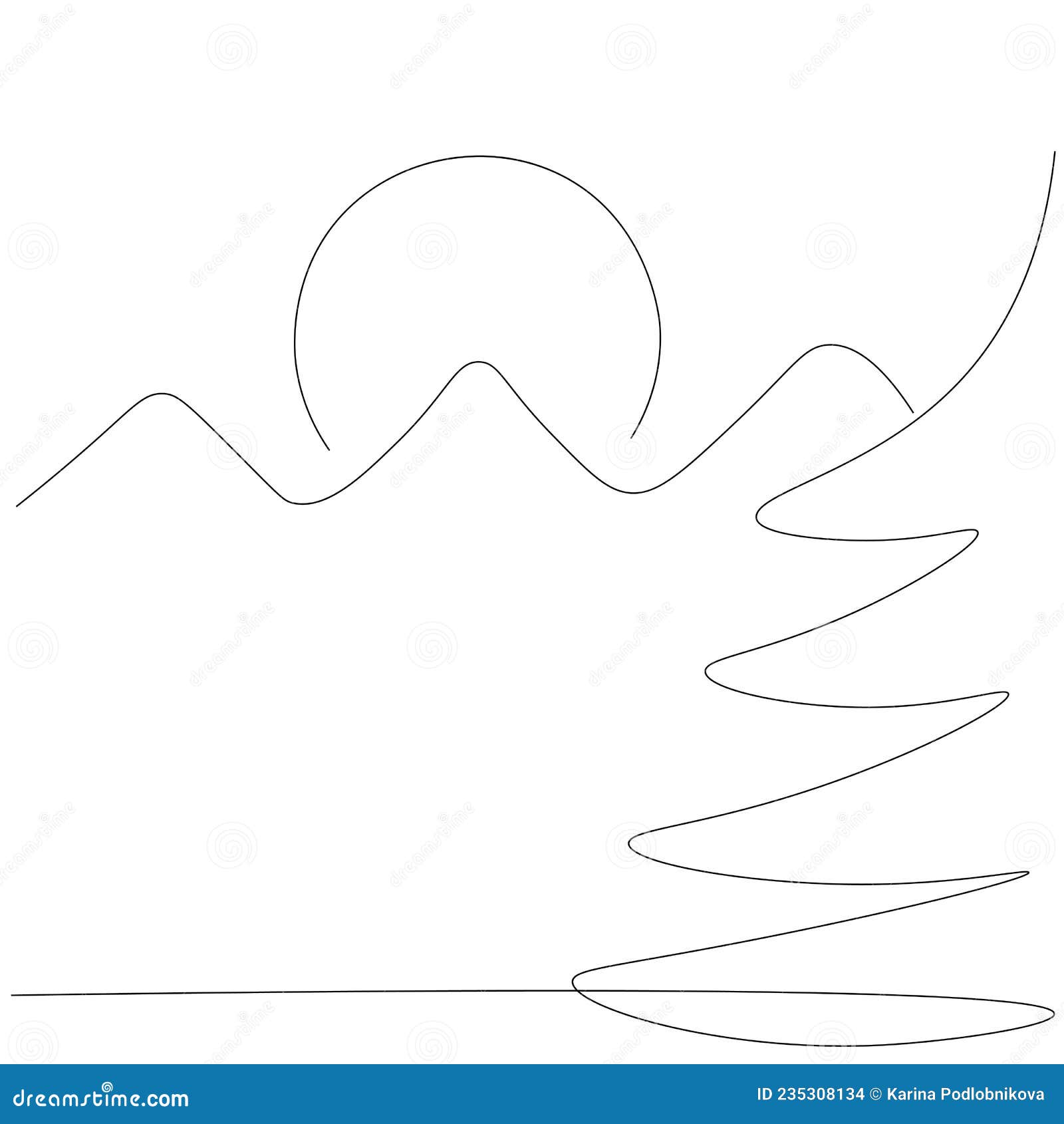 Christmas Card Line Drawing, Vector Illustration Stock Vector