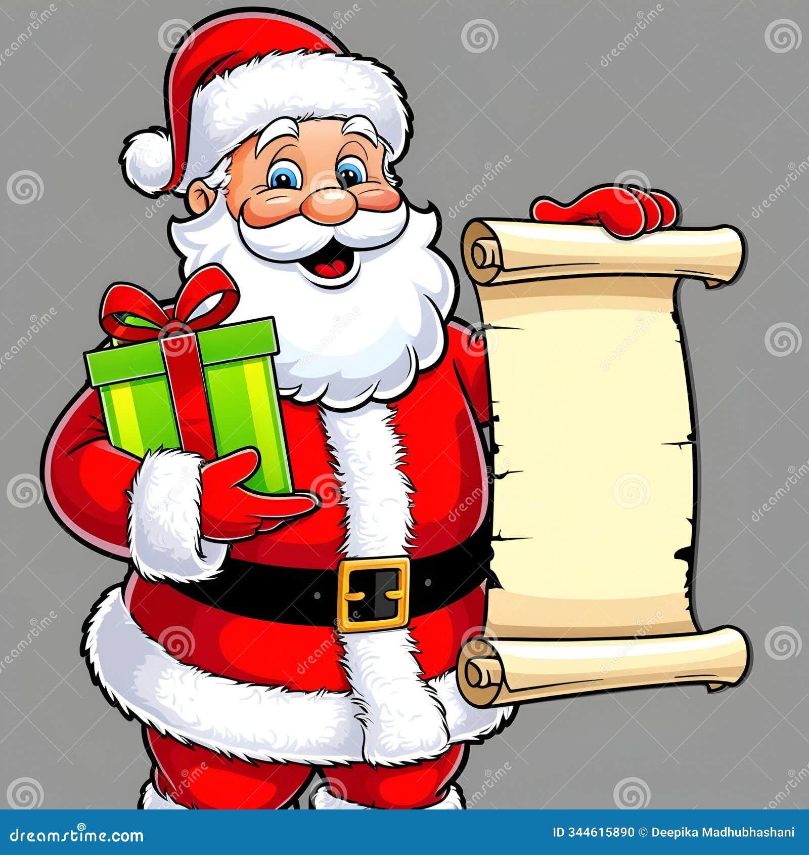 santa claus with a empty parchment, festive  for xmas wishes, posters, festive event flyers
