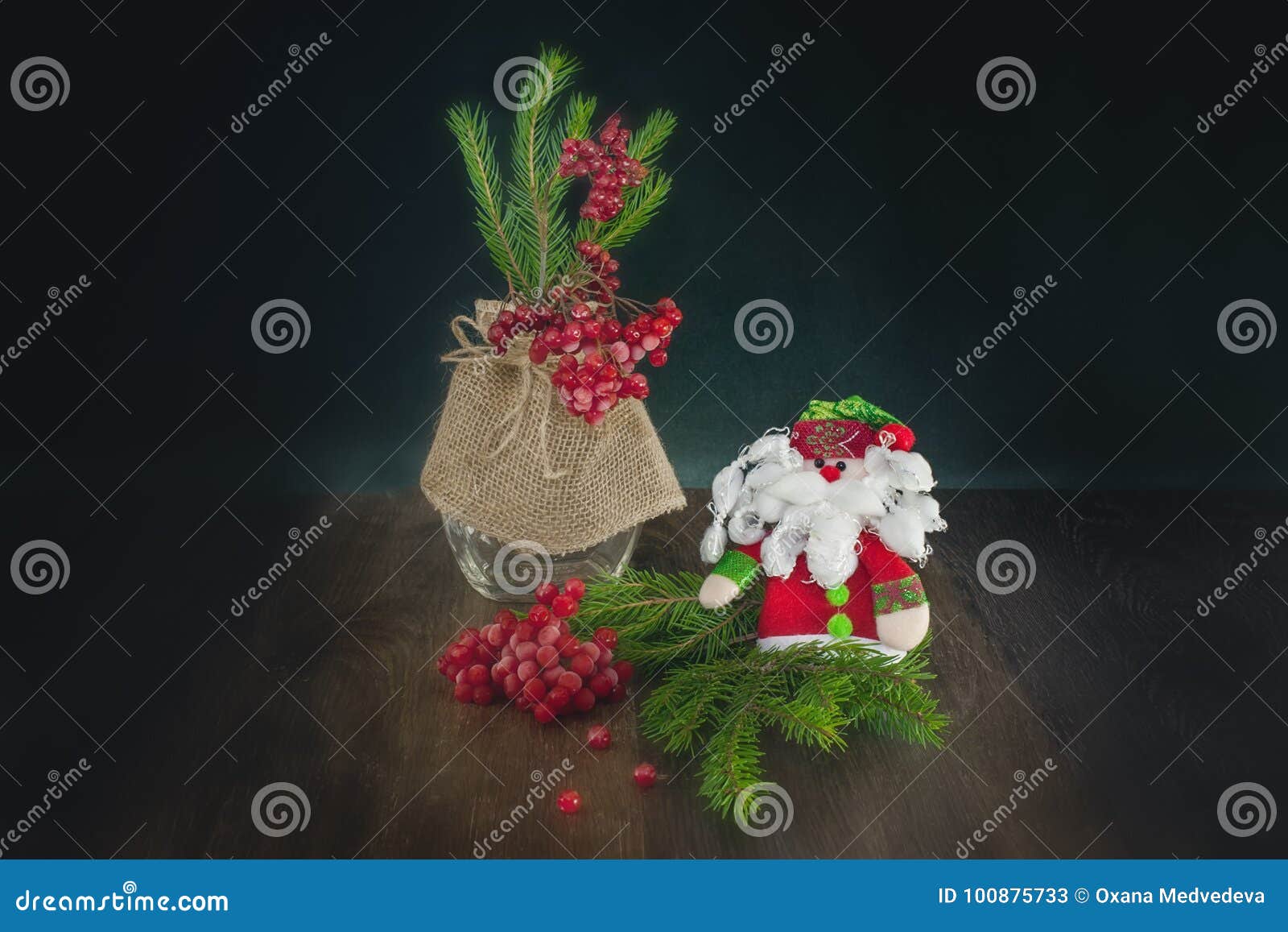 Christmas Card with Santa Claus and the Boughs of the Christmas Tree. a ...