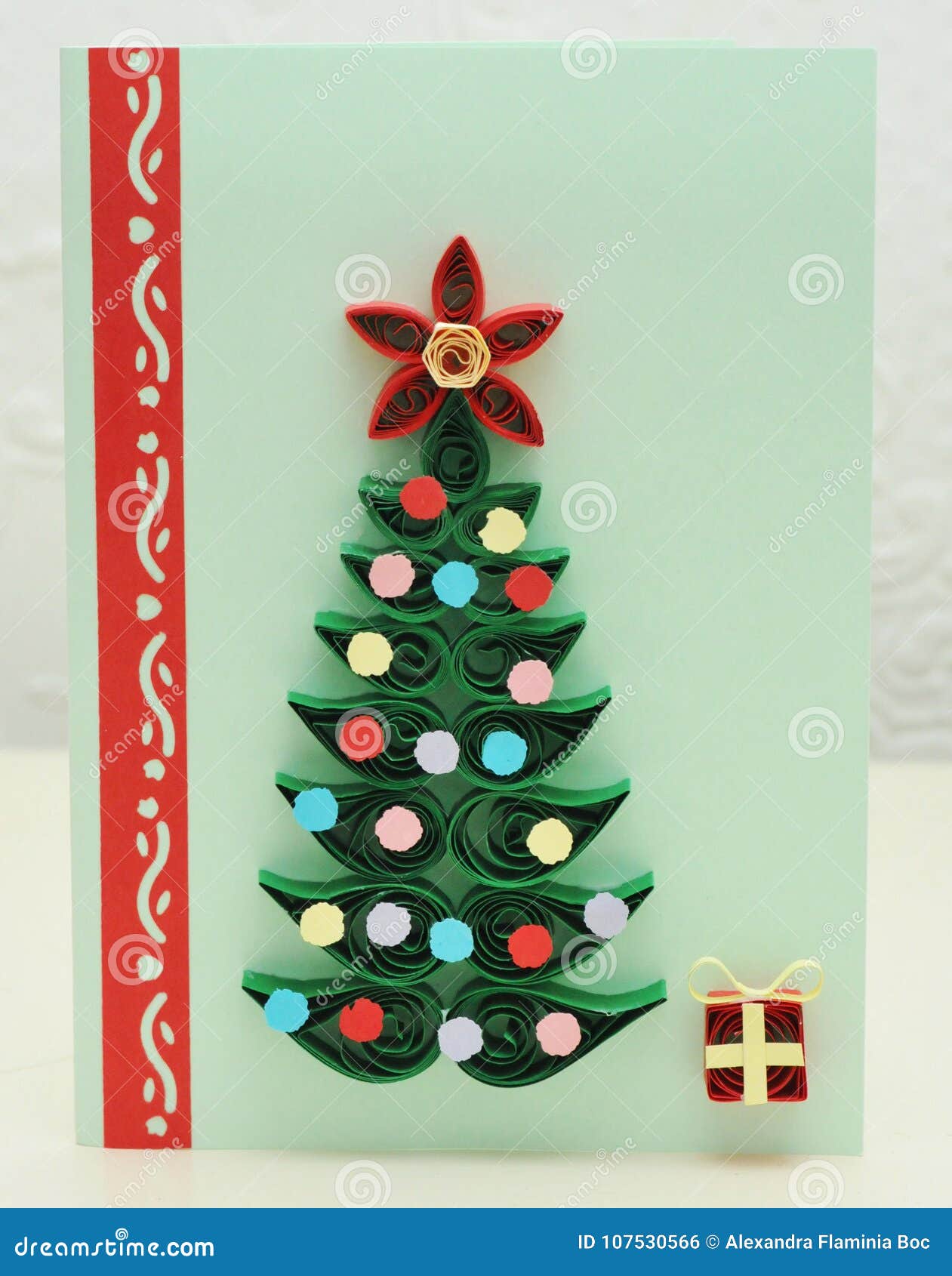 Christmas Tree Quilling Card Stock Photo Image of glitter, present