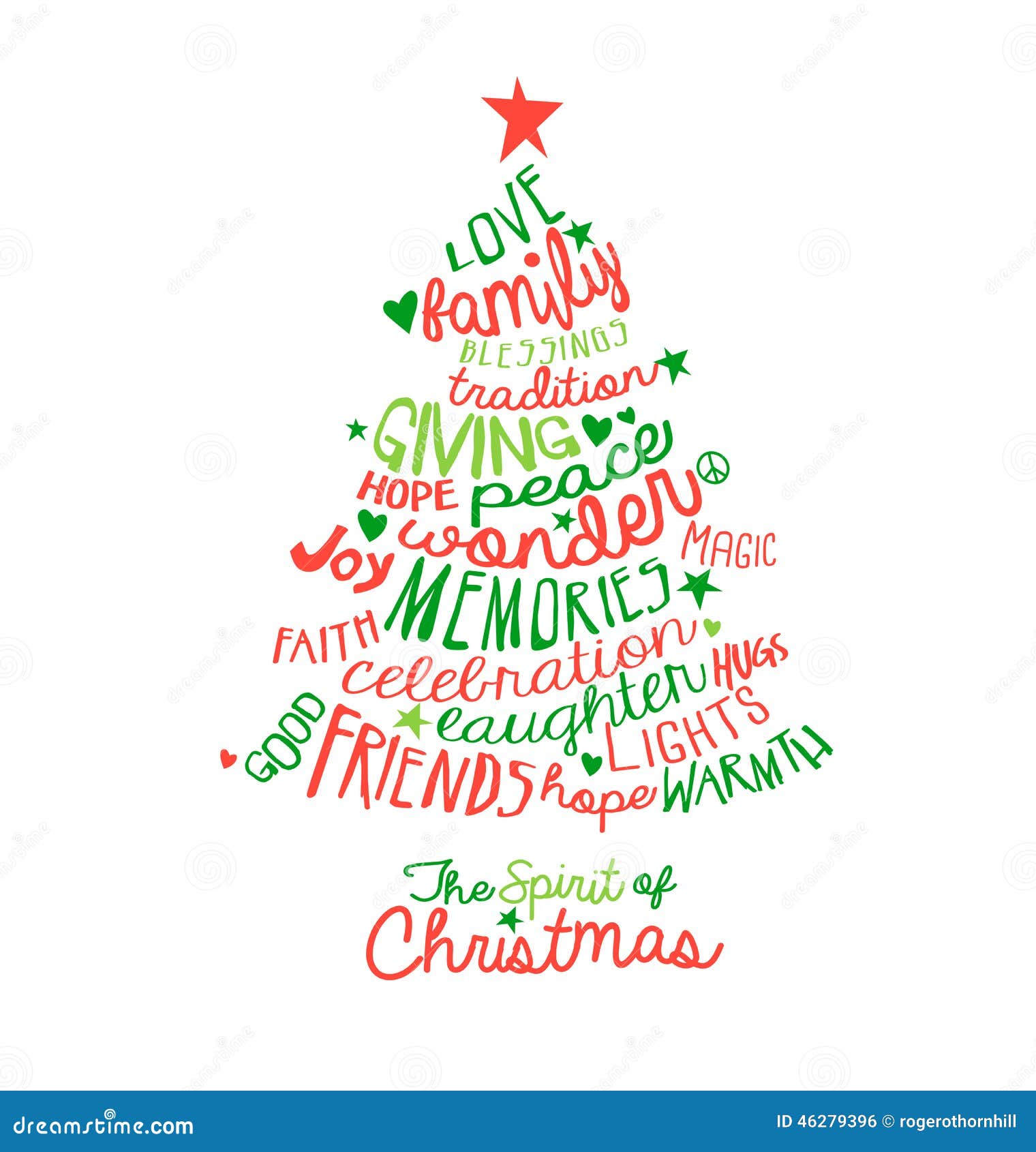 christmas card word cloud tree 