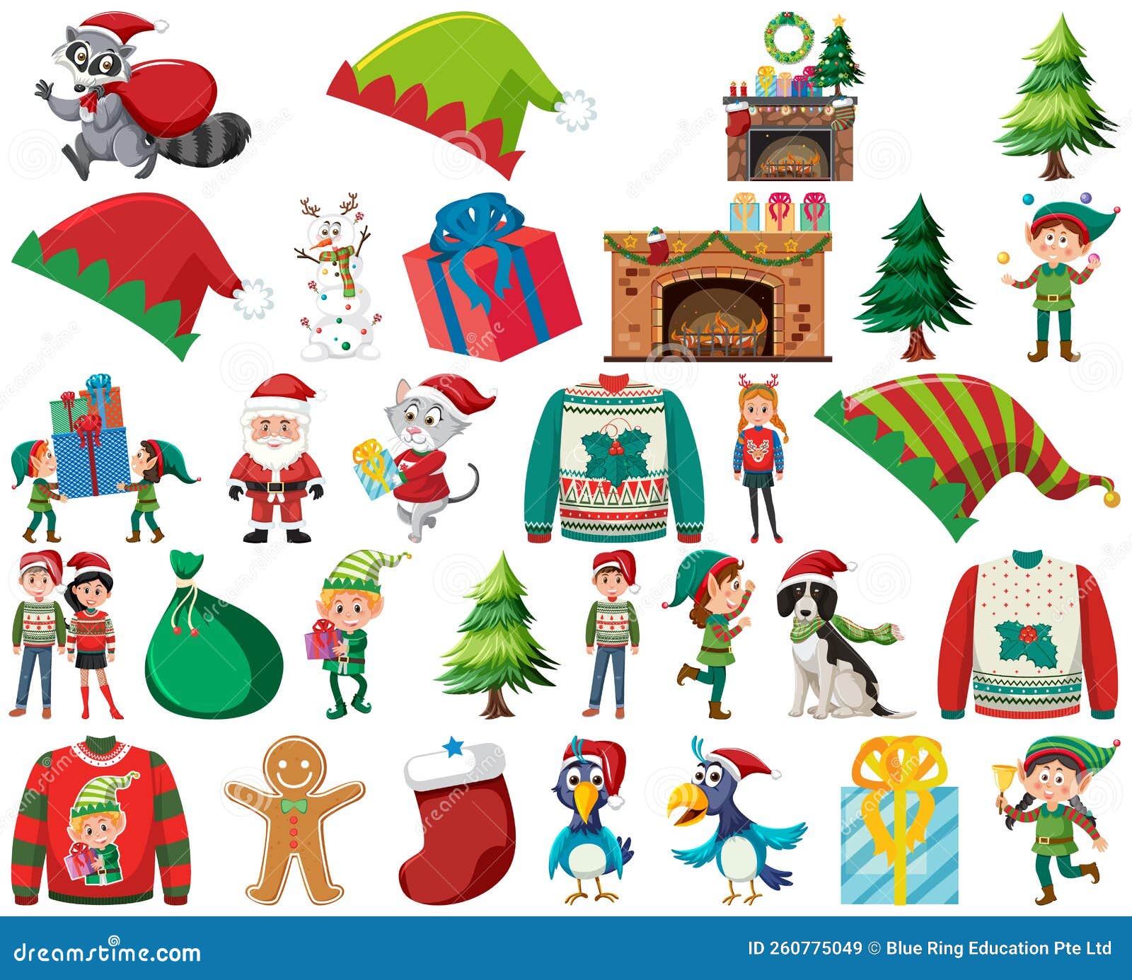 Christmas Characters and Elements Set Stock Illustration Illustration