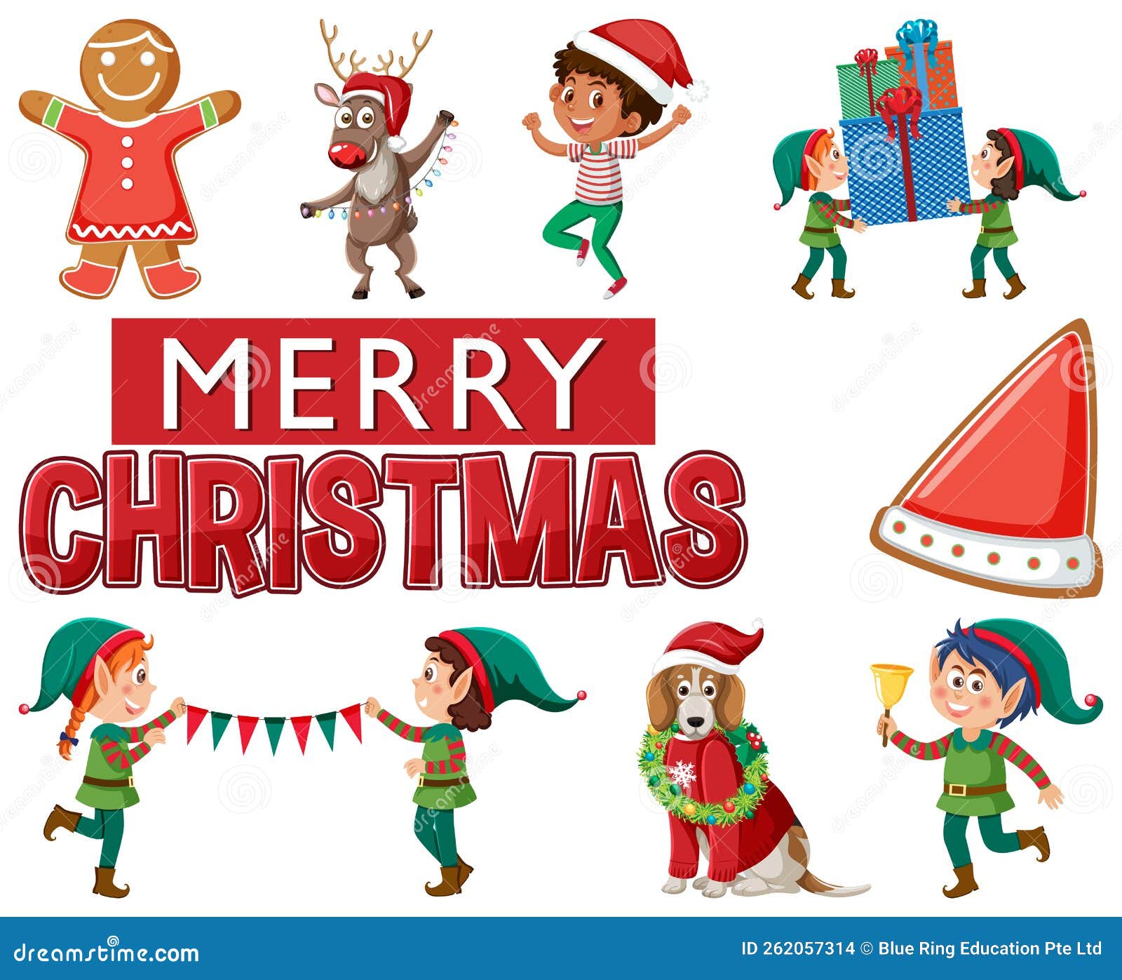 Christmas Characters and Elements Set Stock Vector Illustration of