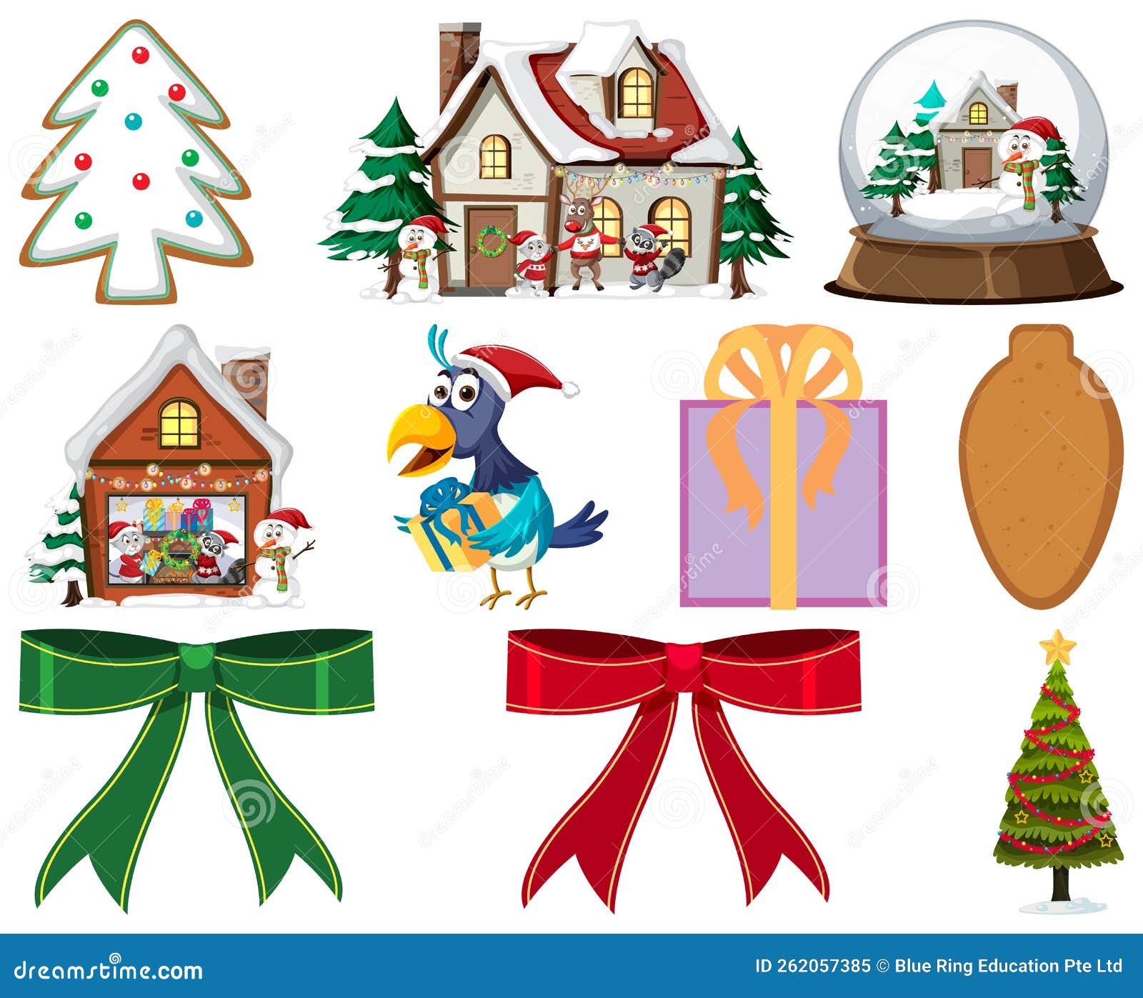 Christmas Characters and Elements Set Stock Vector Illustration of
