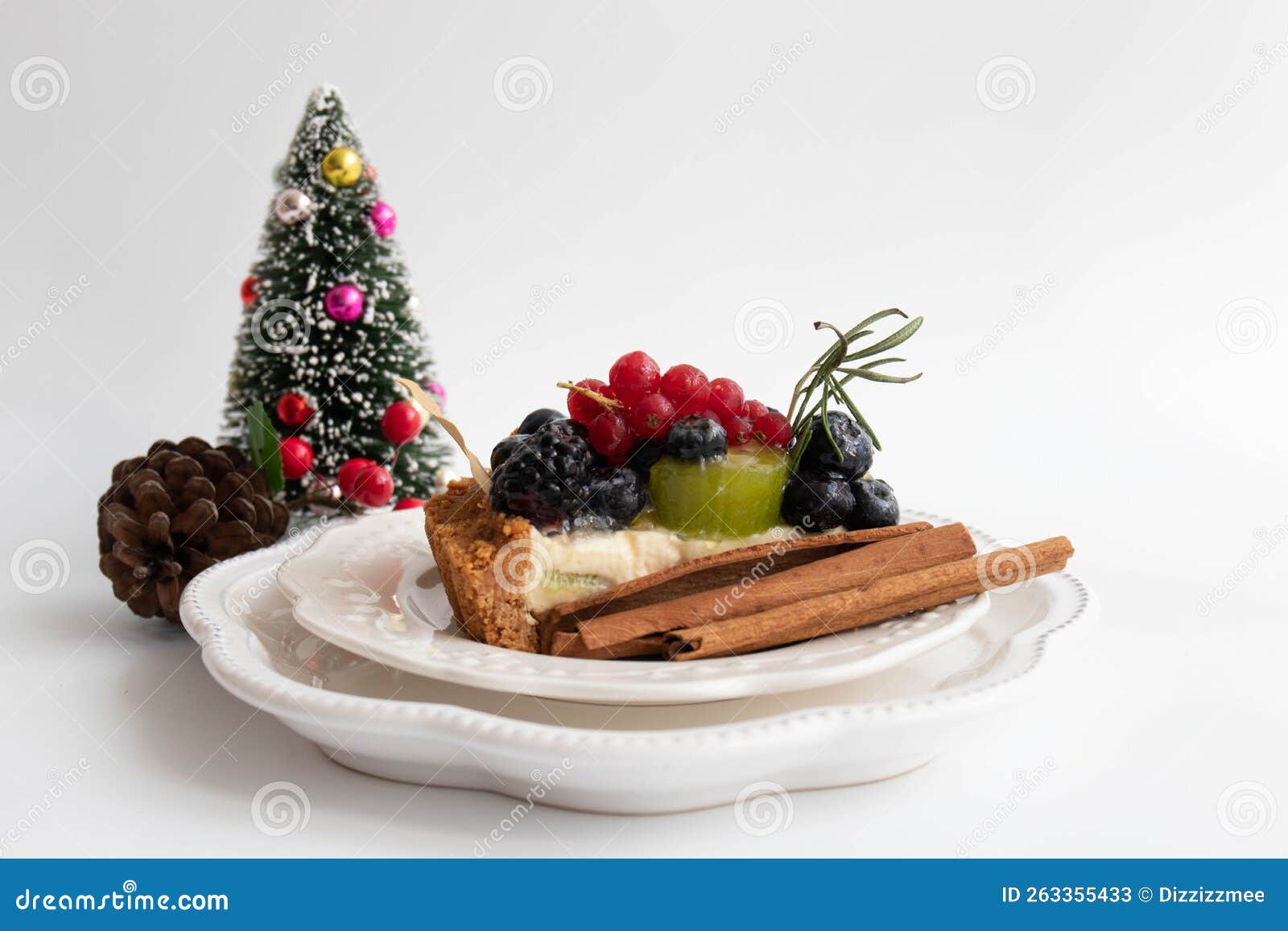 Christmas Cheese Cake on White Background Stock Image - Image of bauble