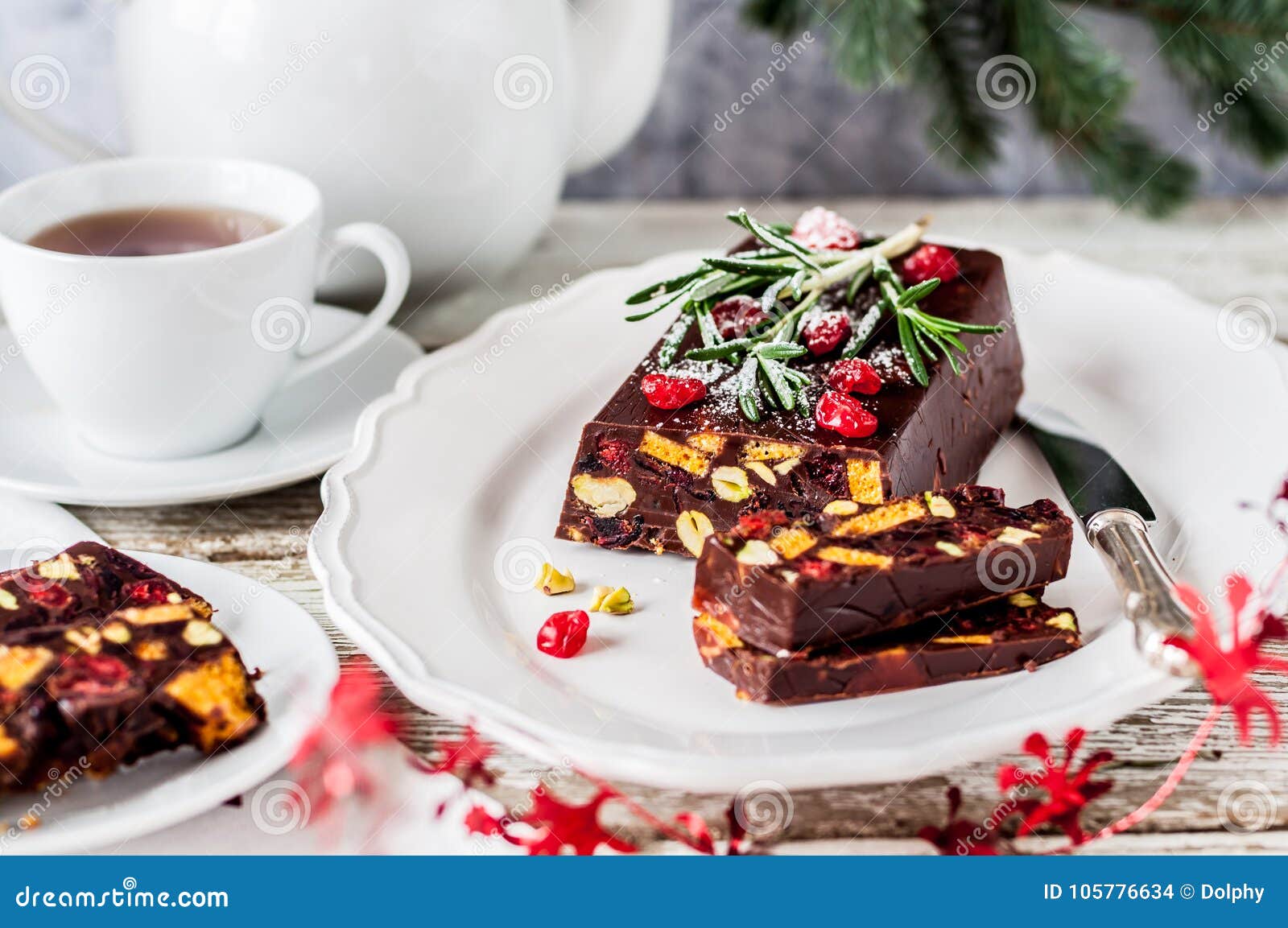 Download Christmas Chocolate Mosaic Cake Stock Image of background can d