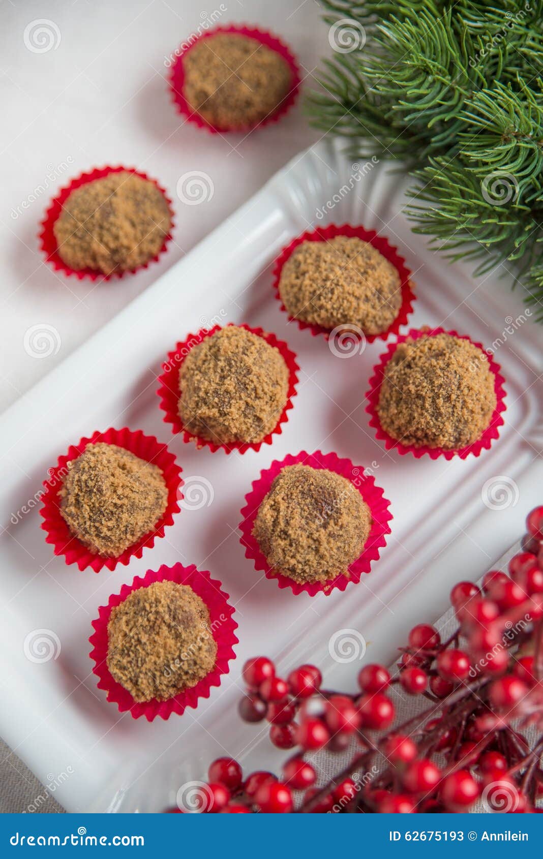 Christmas Chocolate Truffles Stock Image Image of plate, cacao 62675193