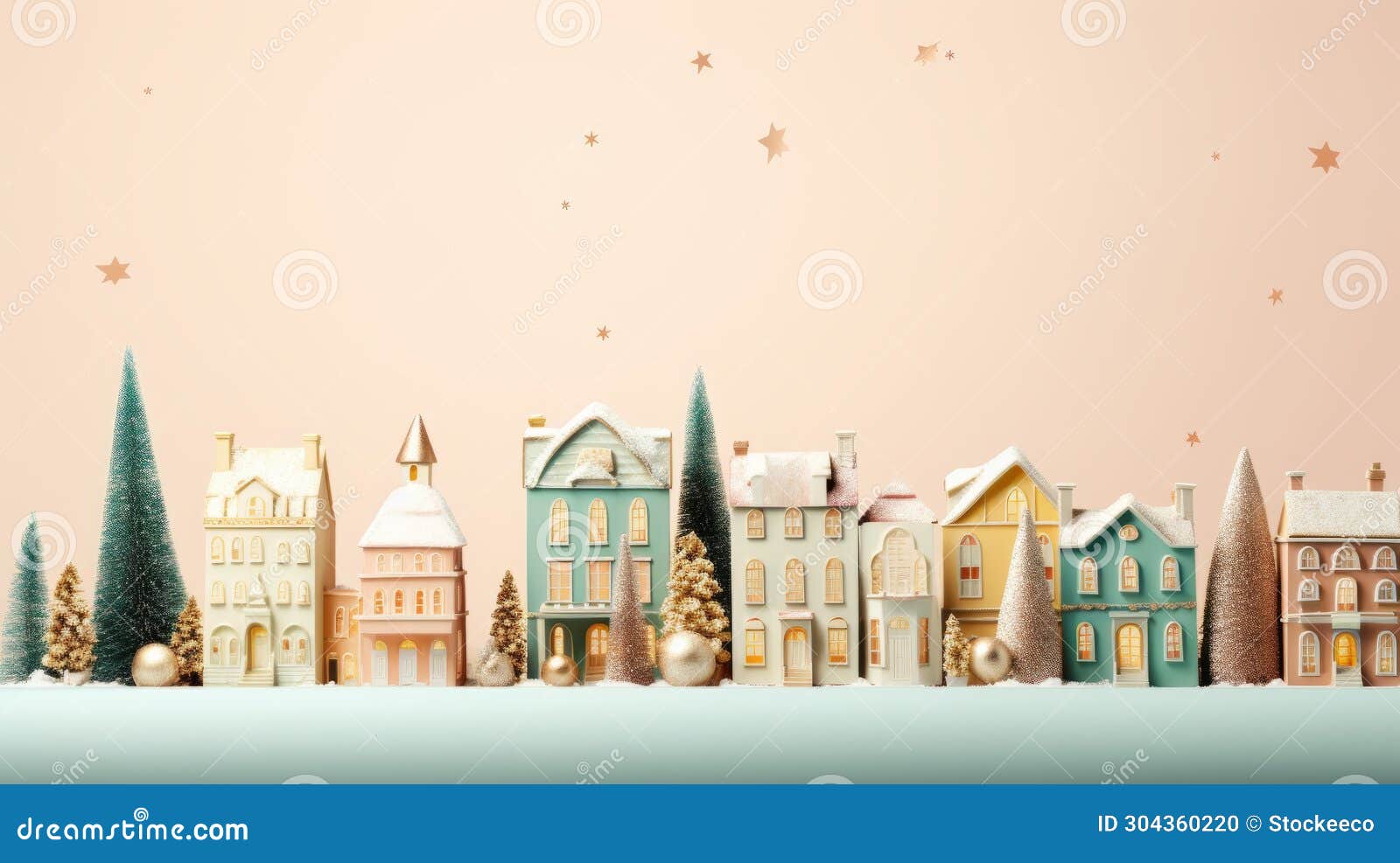 christmas city layout: soft pastel hues and ornamental structures