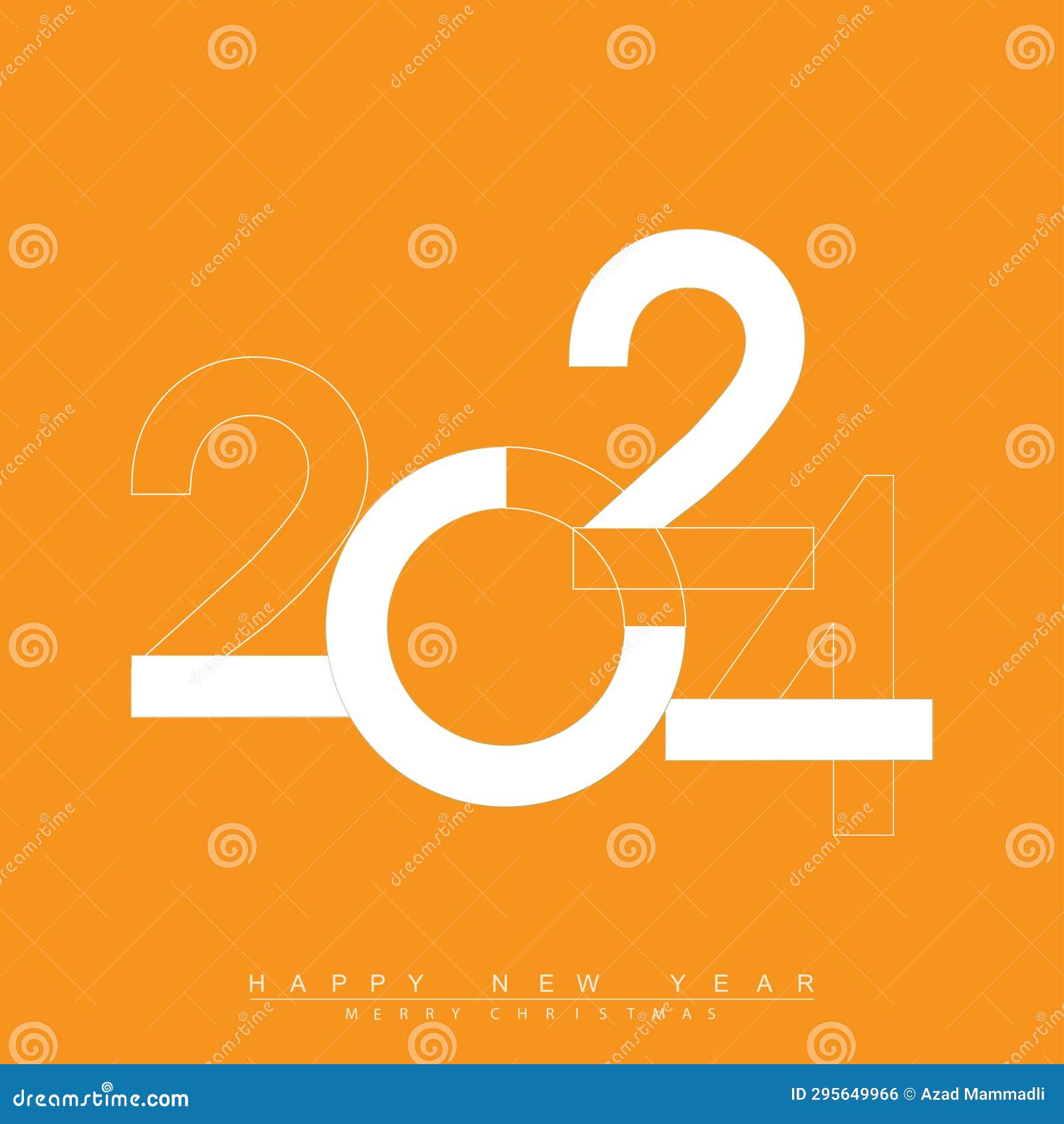 Christmas and Classic Happy New Year 2024 Design. Vector Stock Vector