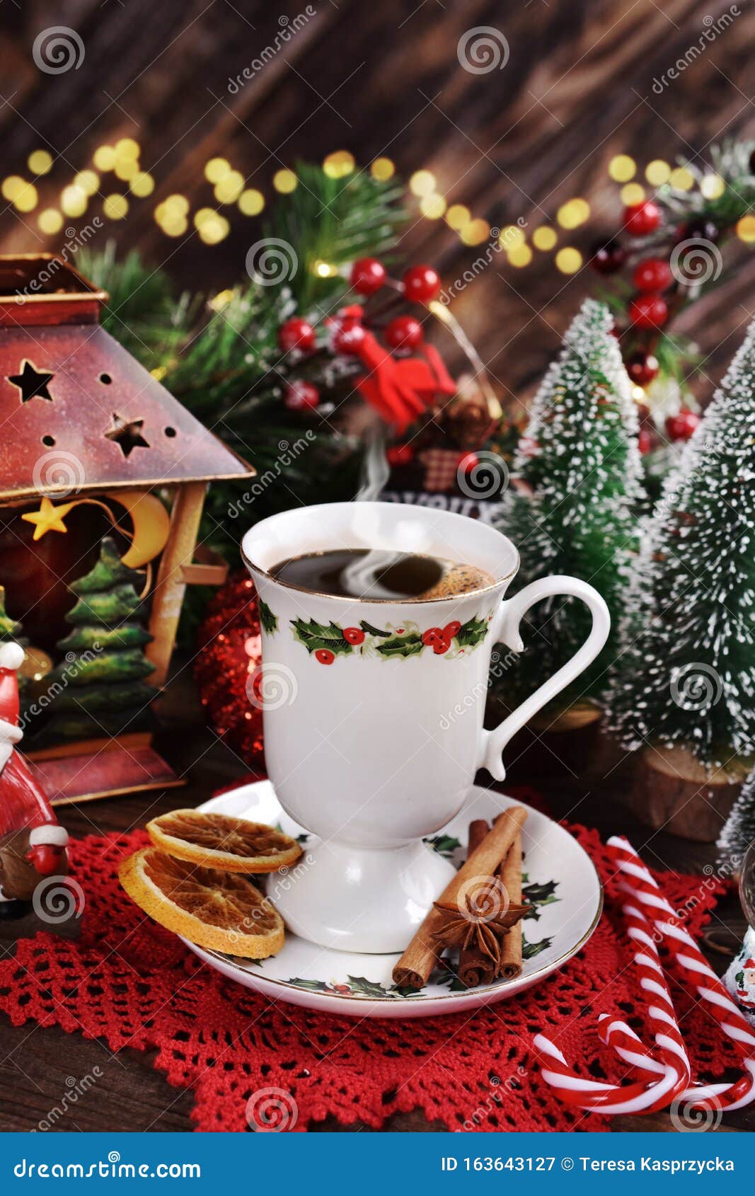 Christmas Coffee with Spices Stock Image - Image of festive, lantern:  163643127