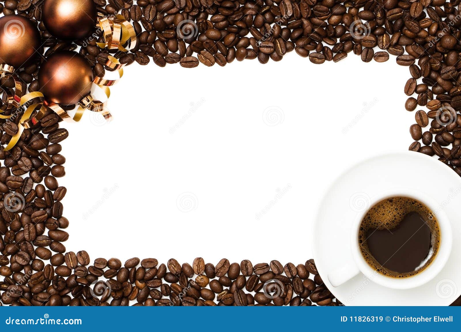 Christmas Coffee Border stock image. Image of white