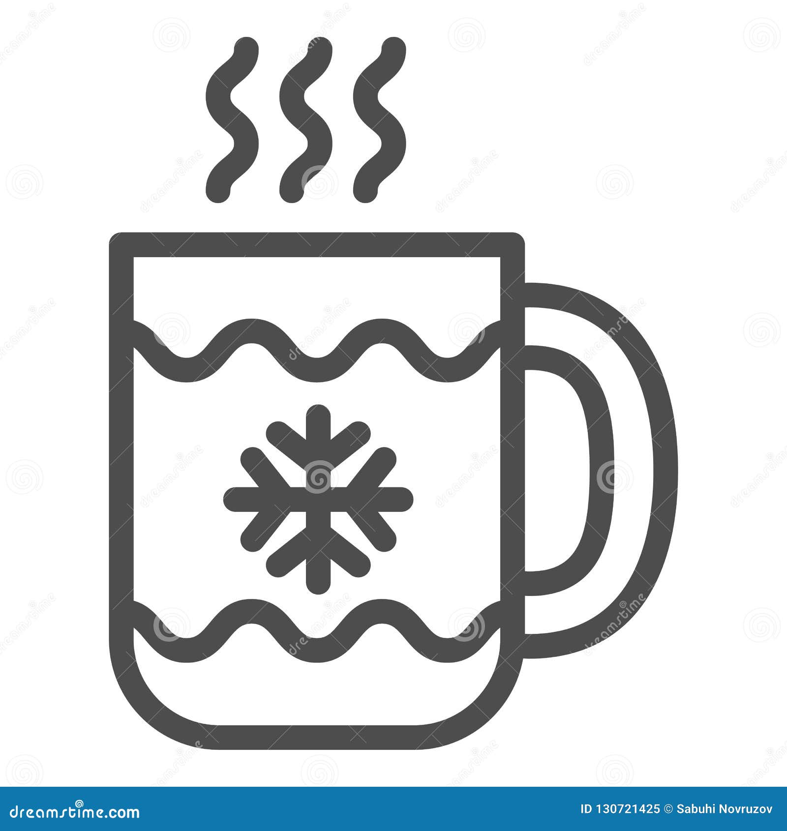 Download Christmas Coffee Mug Line Icon. Tea Cup With Snowflake ...
