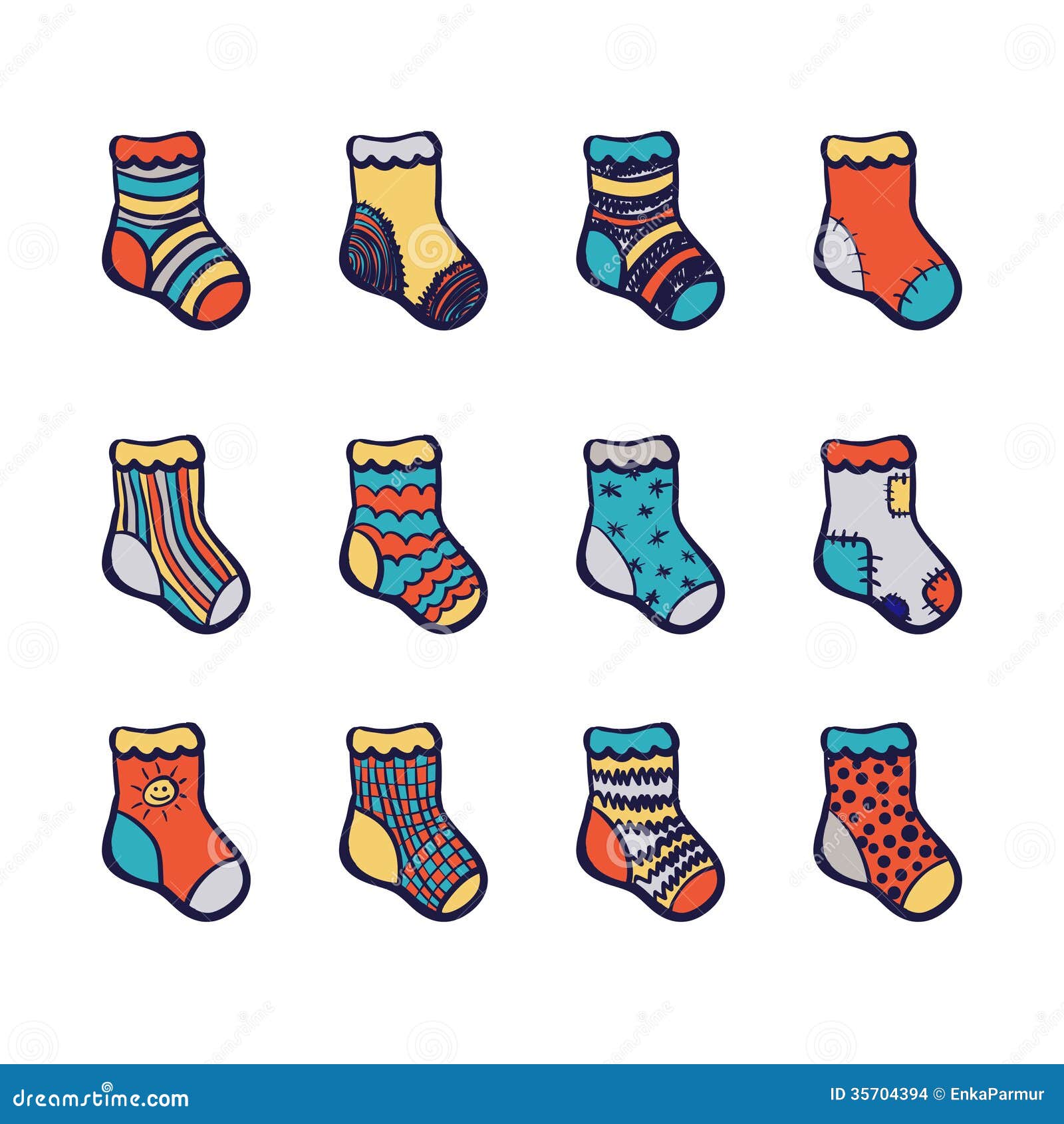 Christmas color socks set stock vector. Illustration of design - 35704394