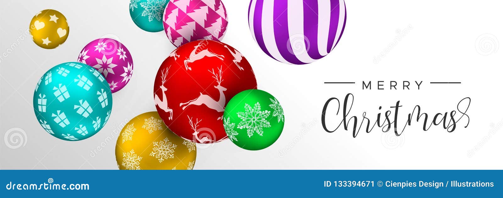 Christmas Colorful Bauble Ornament Web Banner Stock Vector ...
