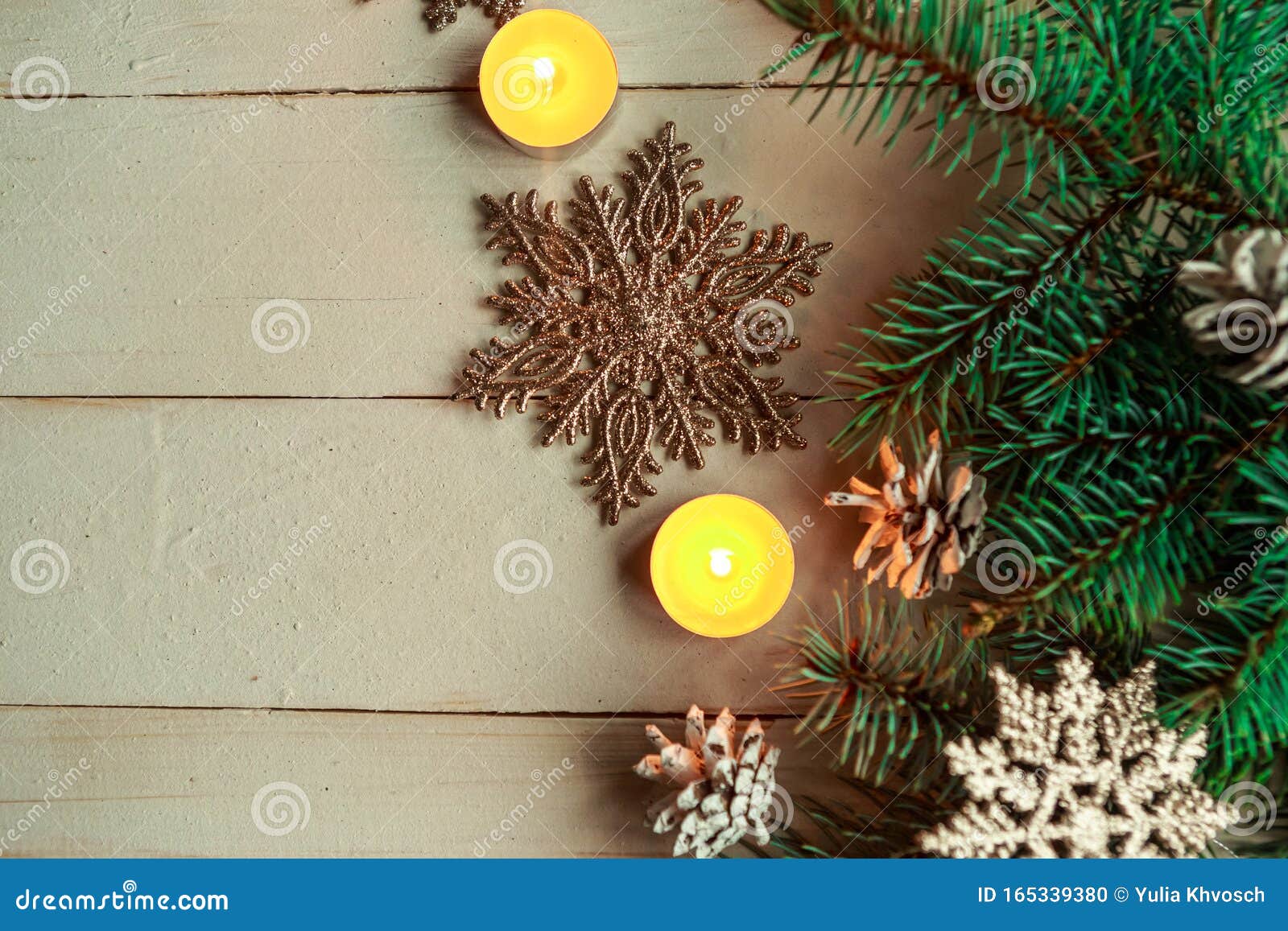 Christmas Composition with Christmas Tree and Candles Stock Photo ...