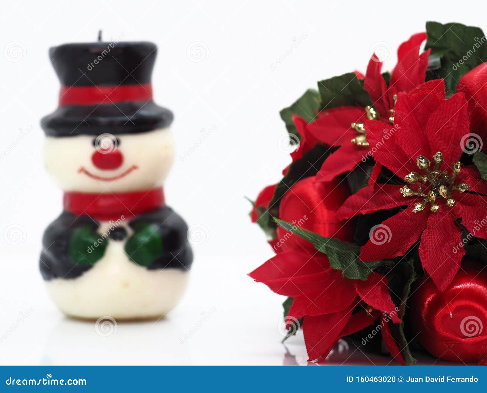 christmas composition,flowers and a small snowman