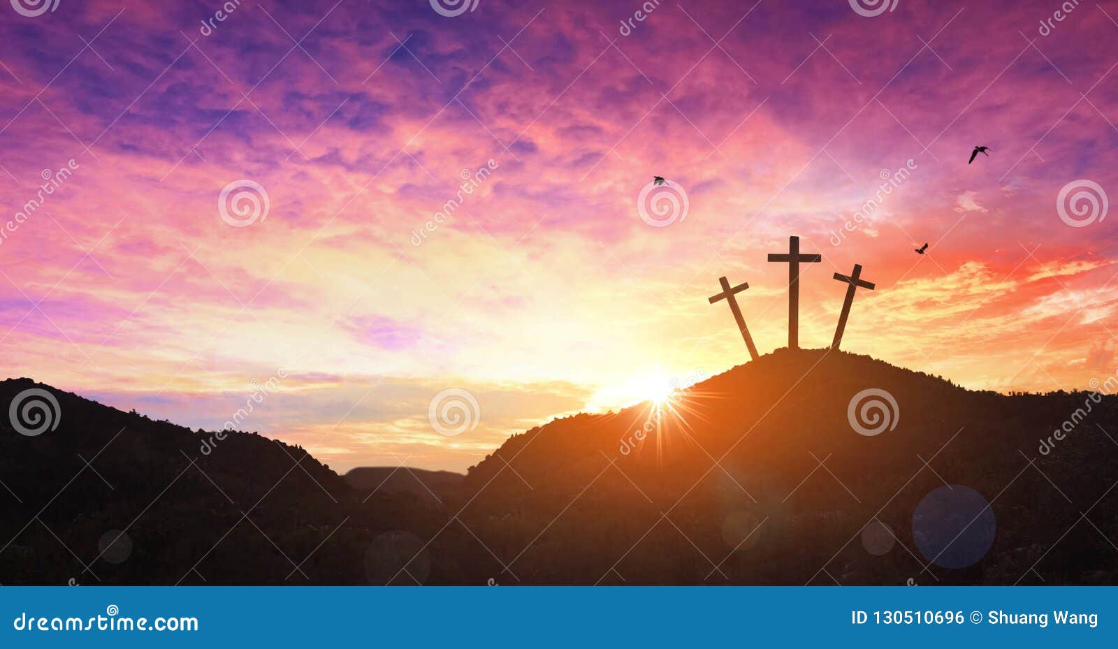 Christmas Concept: Crucifixion of Jesus Christ Cross at Sunset ...