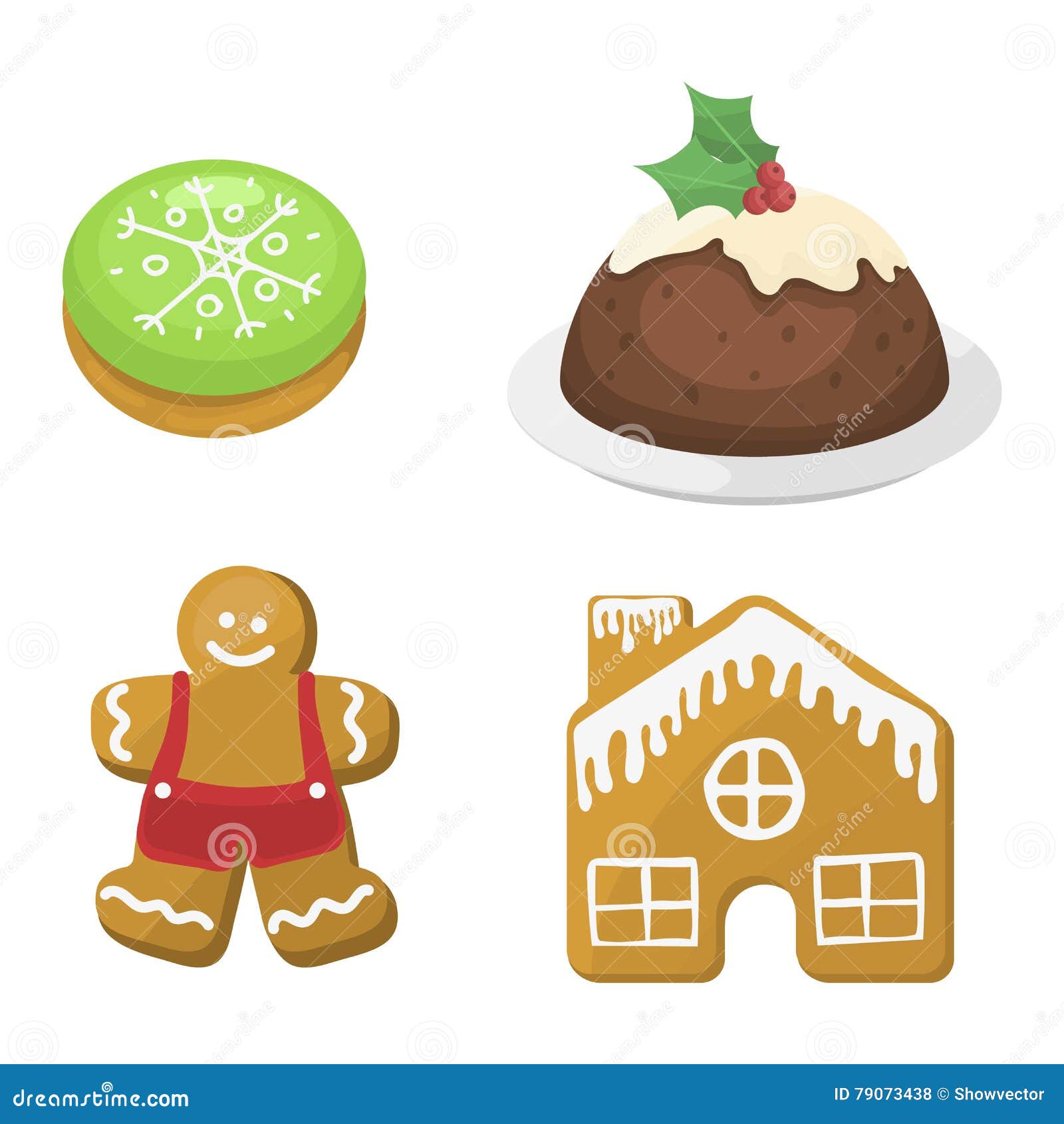Christmas Cookie Cake Isolated Vector Icon Stock Vector - Illustration ...