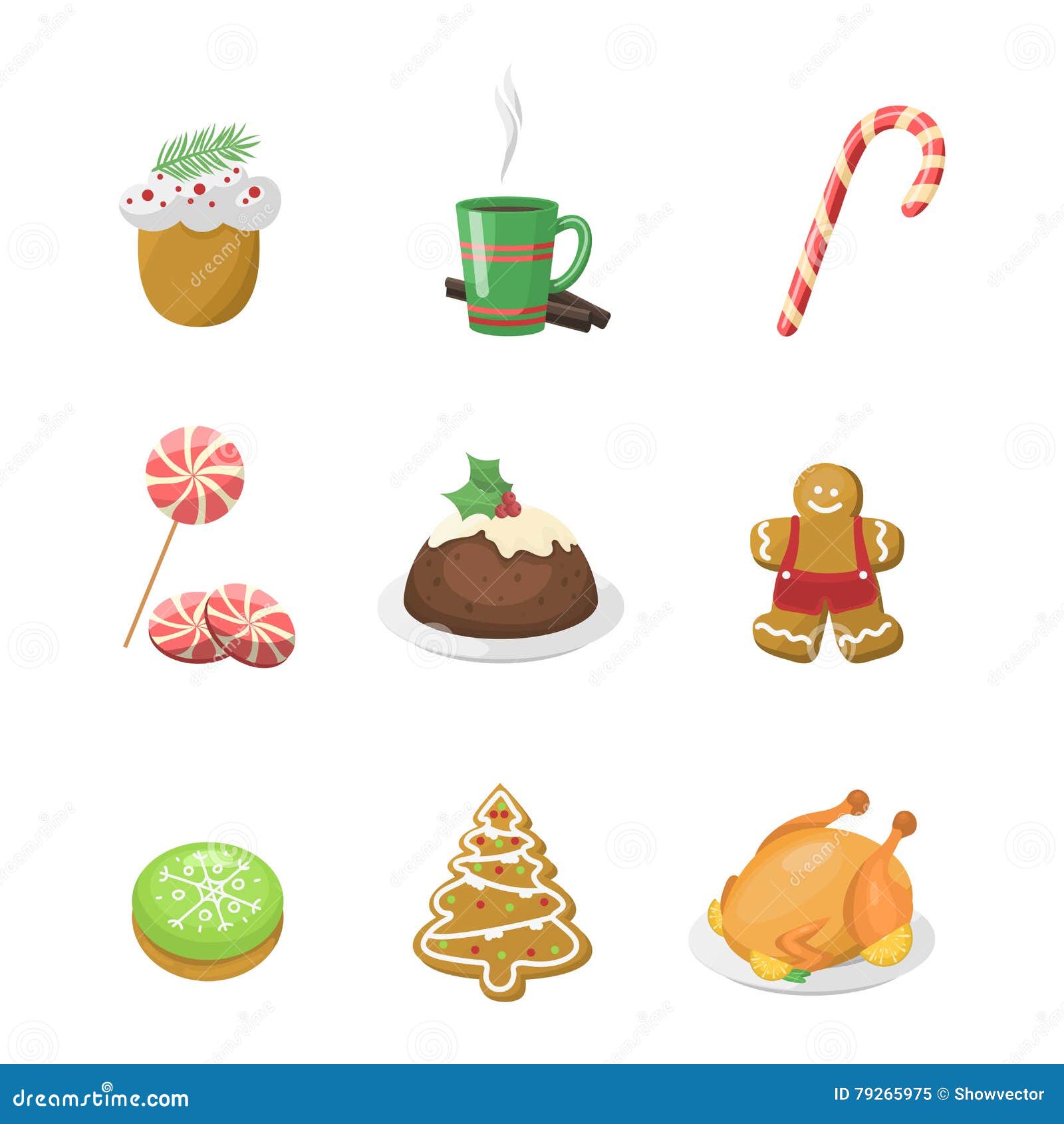 Christmas Cookie Cake Isolated Vector Icon Stock Vector - Illustration ...