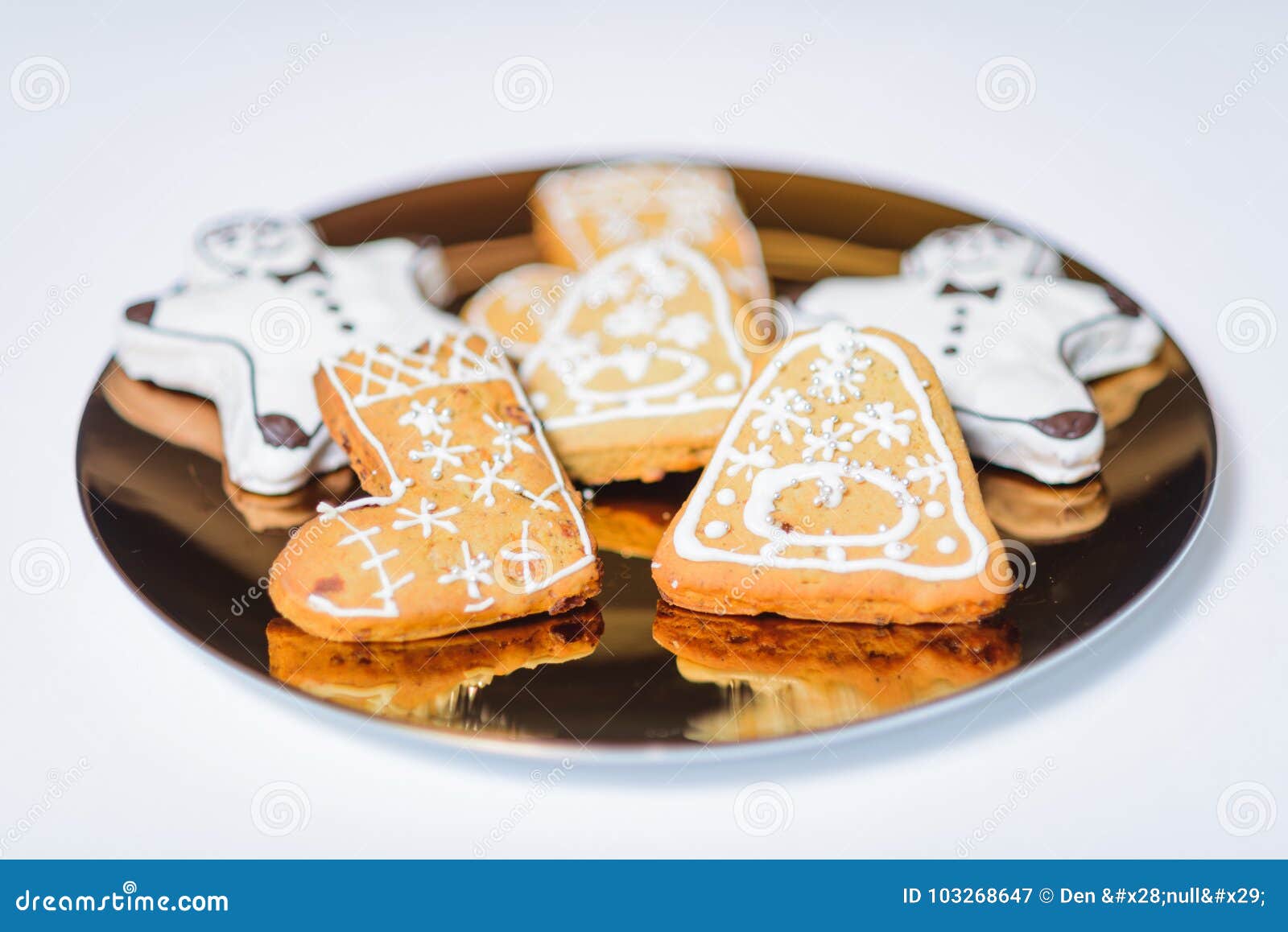 Christmas Cookies on the Gold Plate Stock Image - Image of home ...