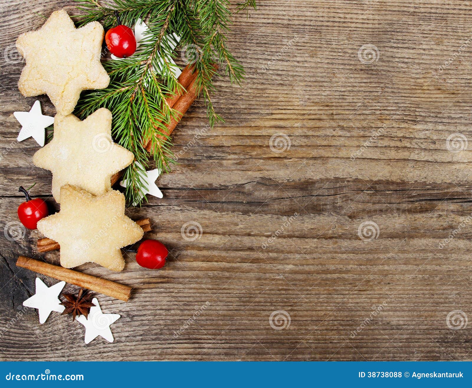 Christmas Cookies on Wooden Background Stock Photo - Image of christmas ...