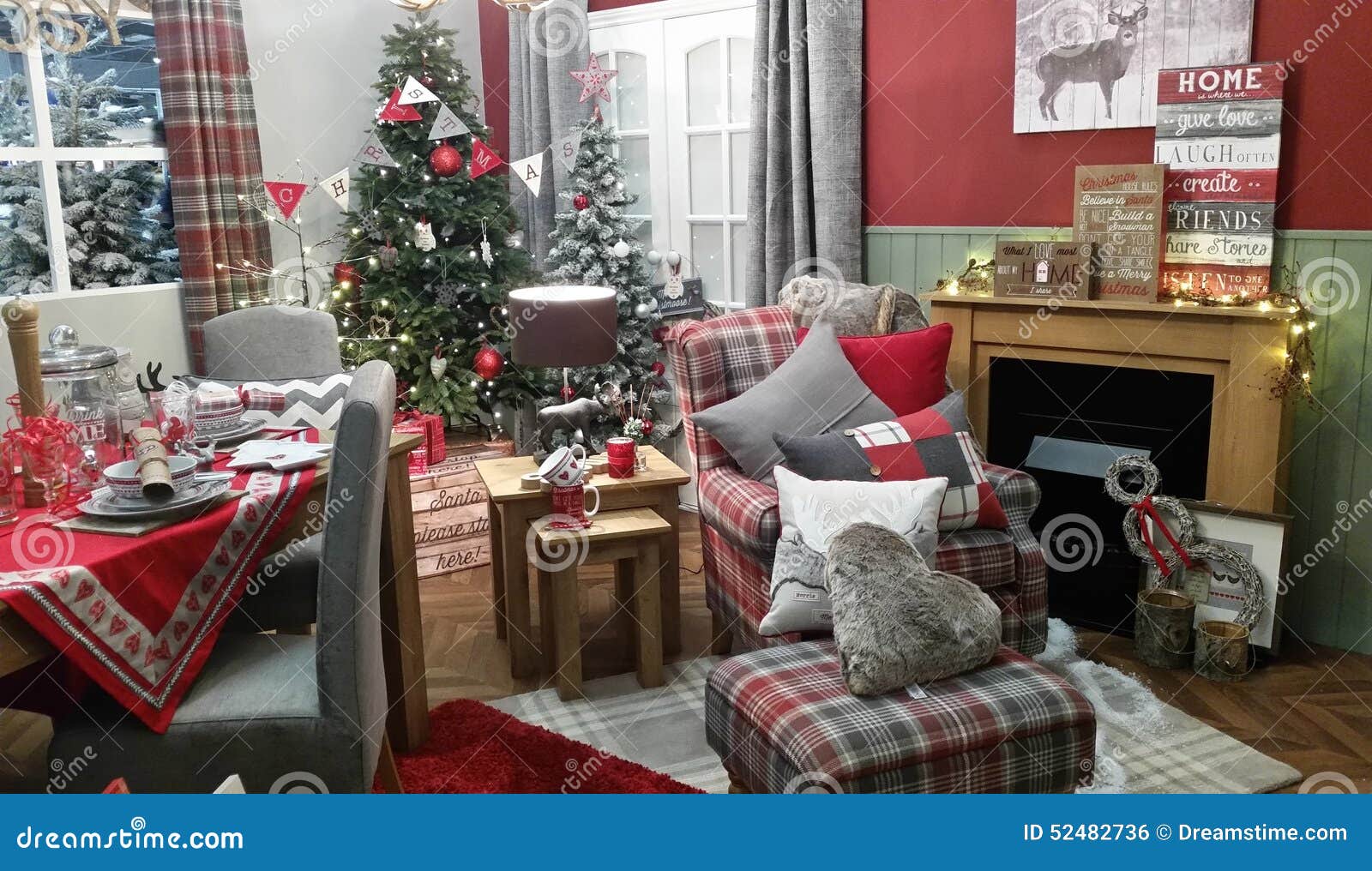 Christmas Cosy Winter Living Room Decoration Setting Stock Photo ...