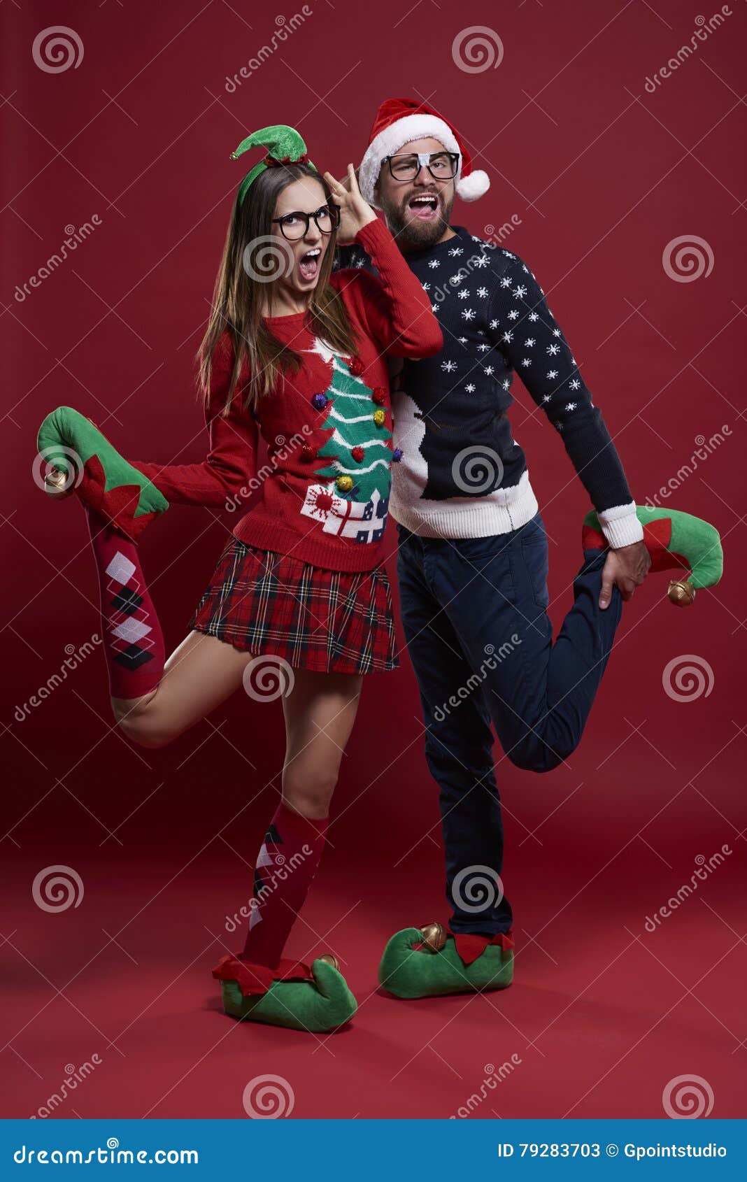 Christmas couple stock image. Image of studio, christmas - 79283703