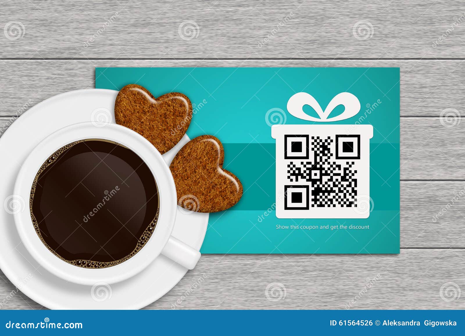 Christmas Coupons with Qr Code and Coffee on Wooden Des Stock Illustration Illustration of