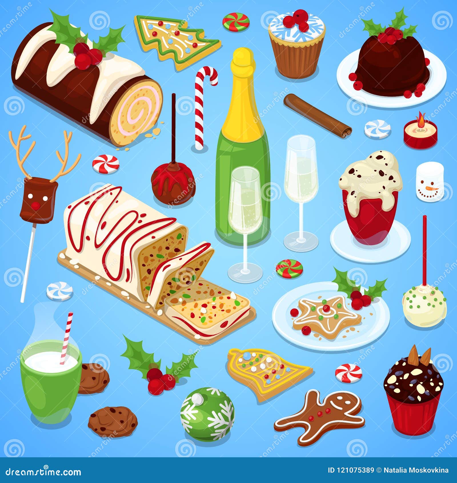 Christmas Cuisine Festive Dinner. Stock Illustration - Illustration of ...