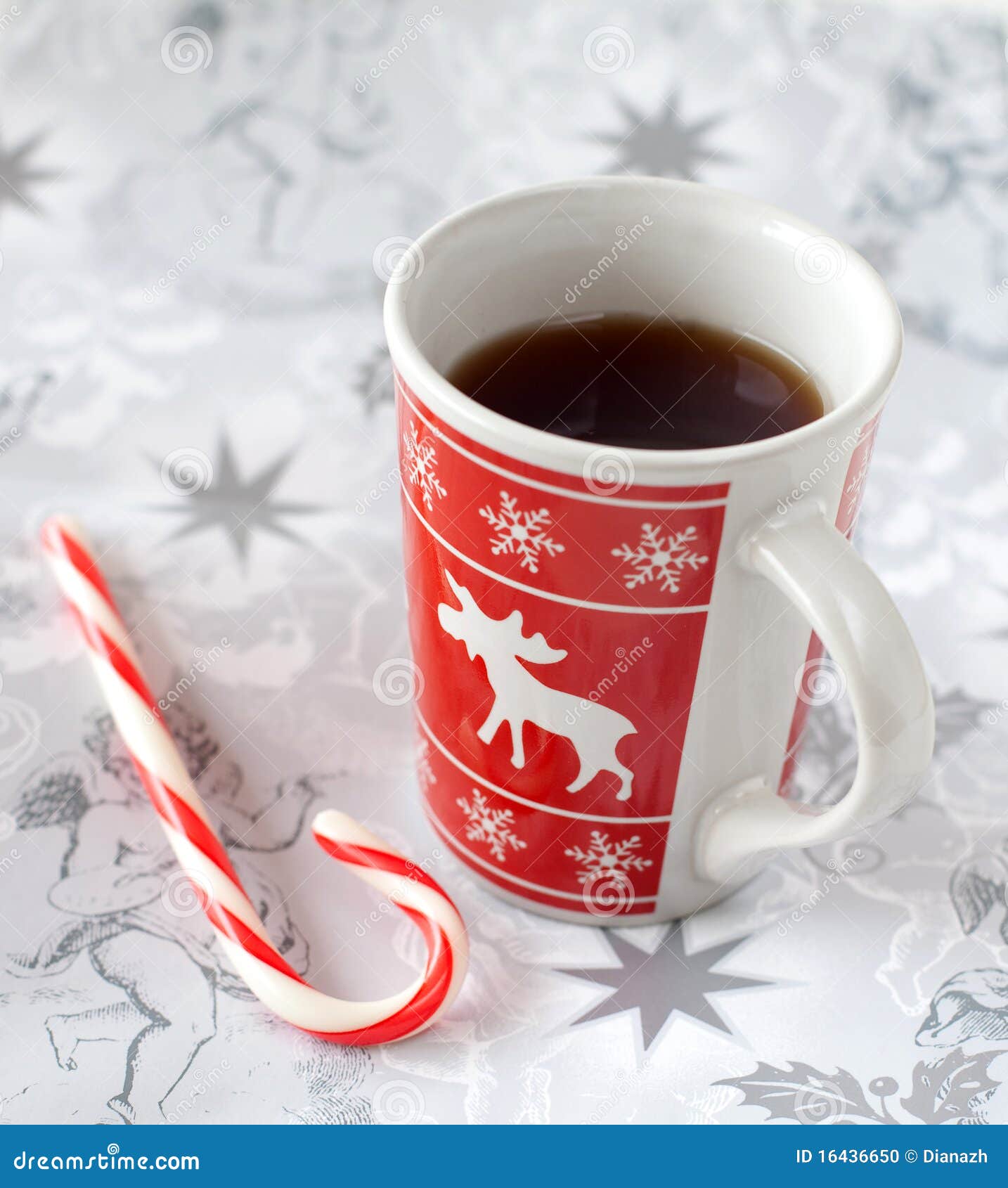 Christmas Cup Of Tea And Candy Stock Photo - Image: 16436650