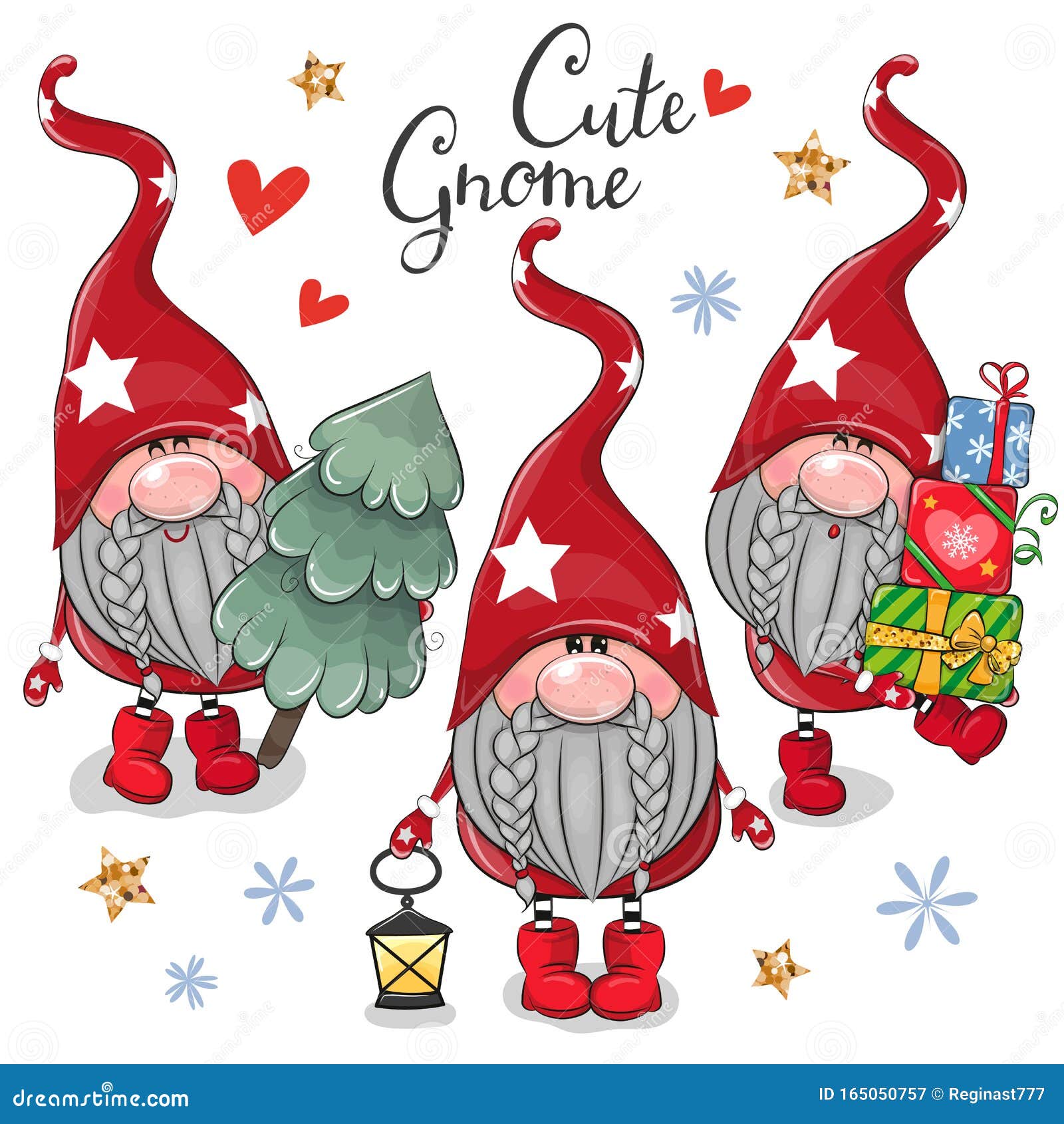 christmas cute cartoon gnomes on a white background