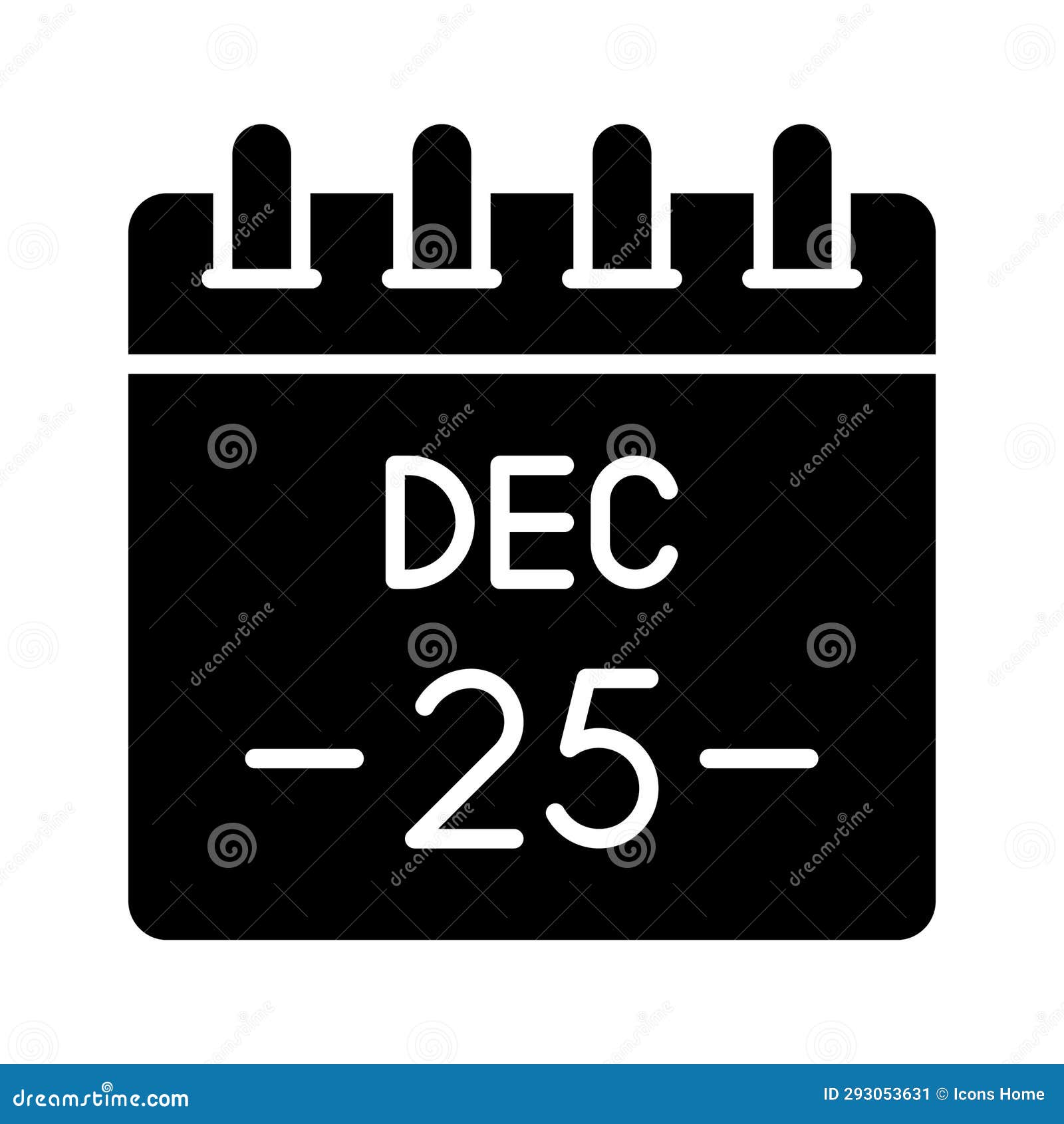 Christmas Date on Calendar, Christmas Calendar Vector Design Stock