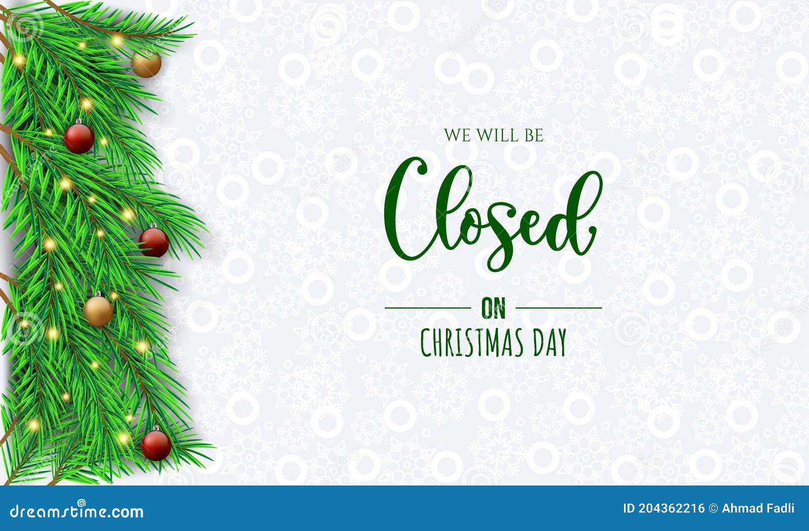 Christmas Day Background Design. we Will Be Closed on Christmas Day