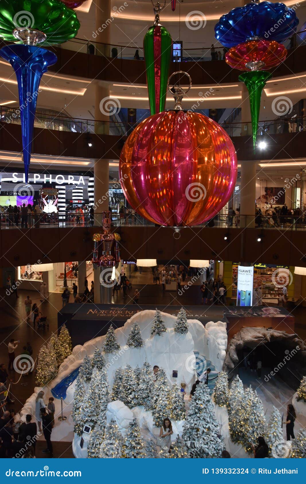 Christmas Decor at Dubai Mall in Dubai, UAE Editorial Stock Image