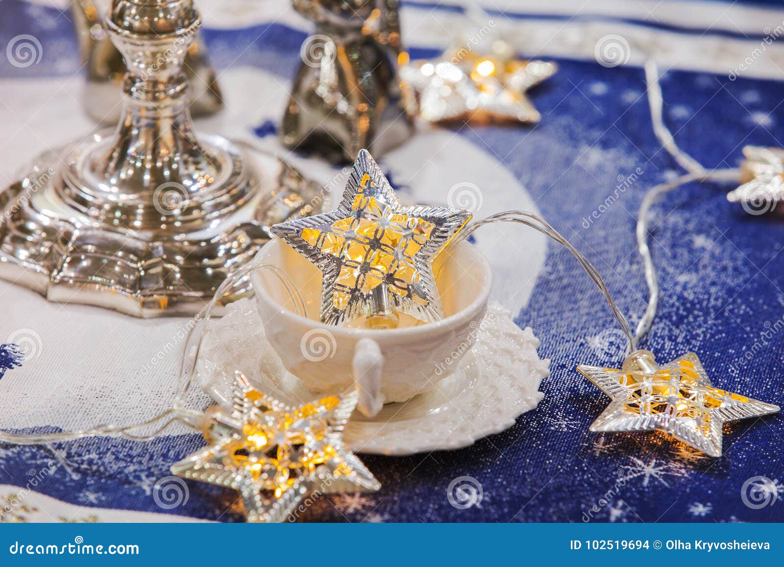 Christmas Decor Garland in the Form of a Star Stock Photo Image of