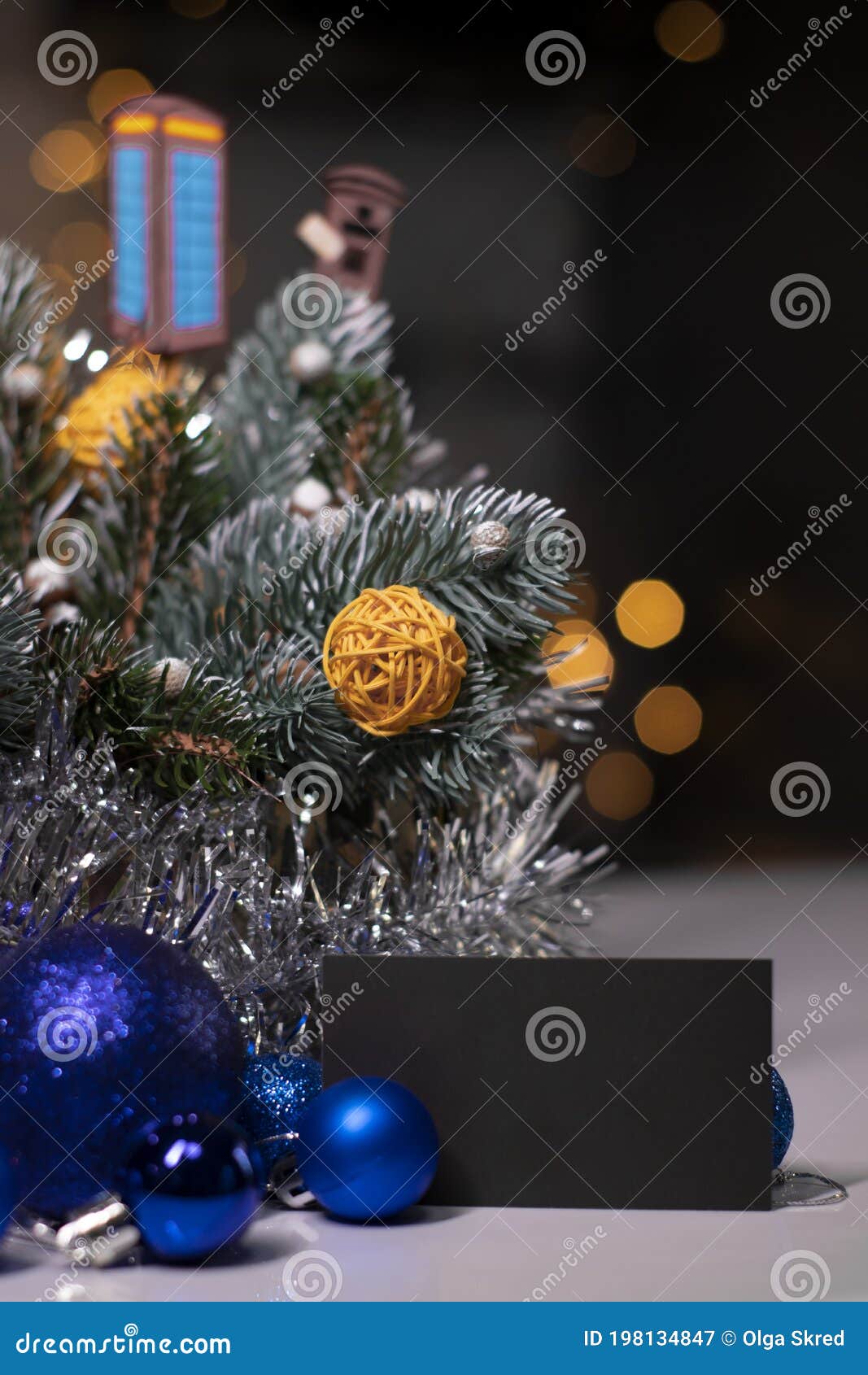 Christmas Decor: Tree Branch with, New Years Toys, Wicker Balls ...